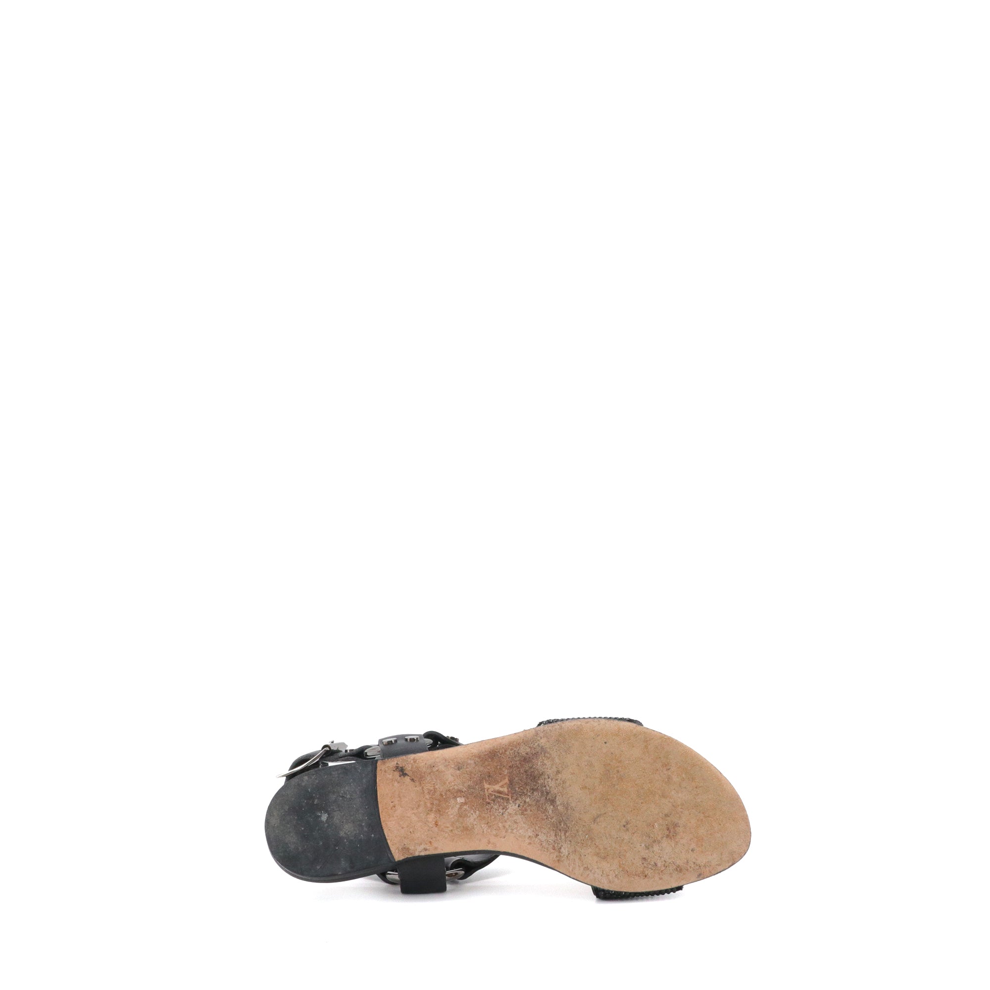 LOUIS VUITTON - Sandales Louis Vuitton en cuir noir (T36)