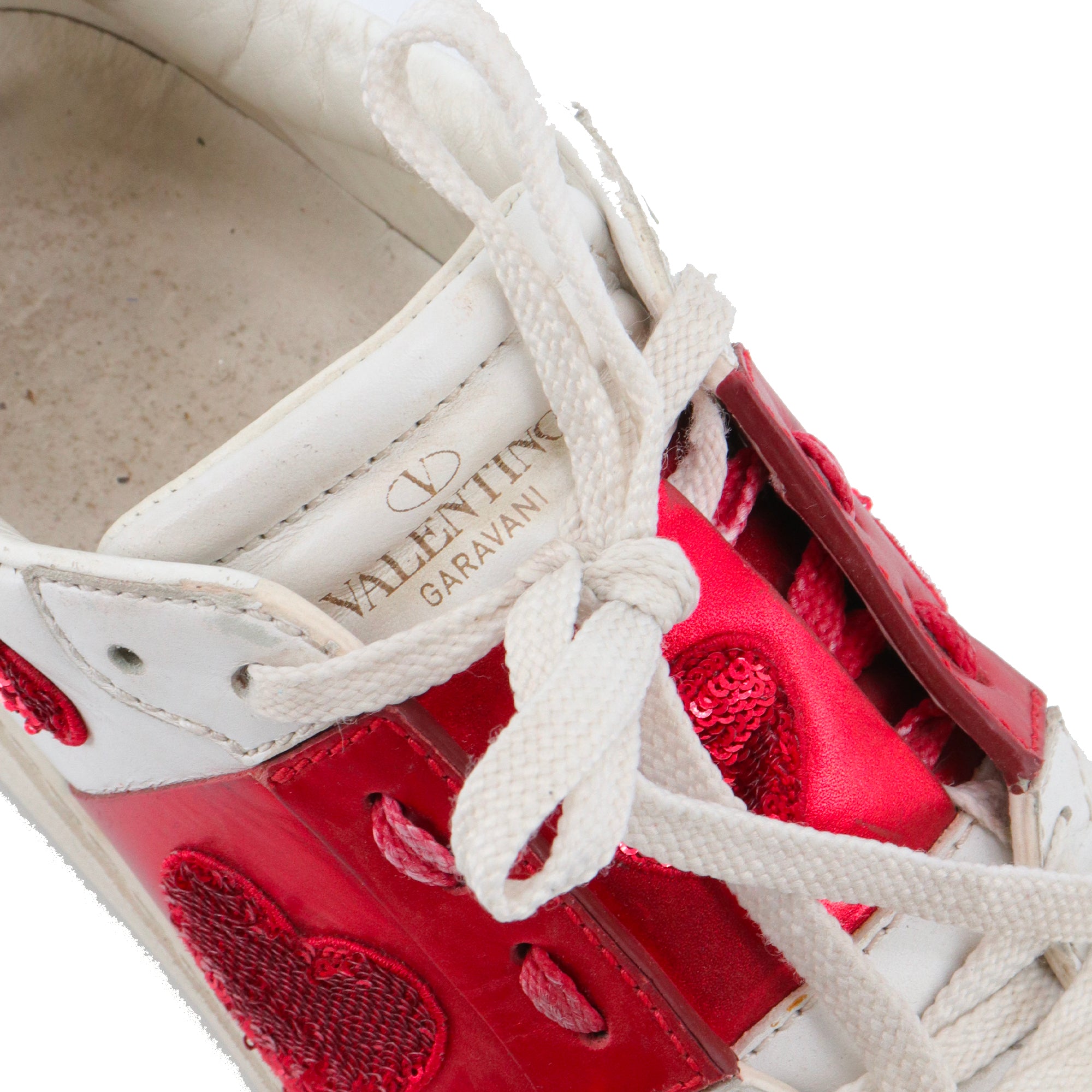VALENTINO - Sneakers Open Valentino en cuir blanc et rouge (T36)