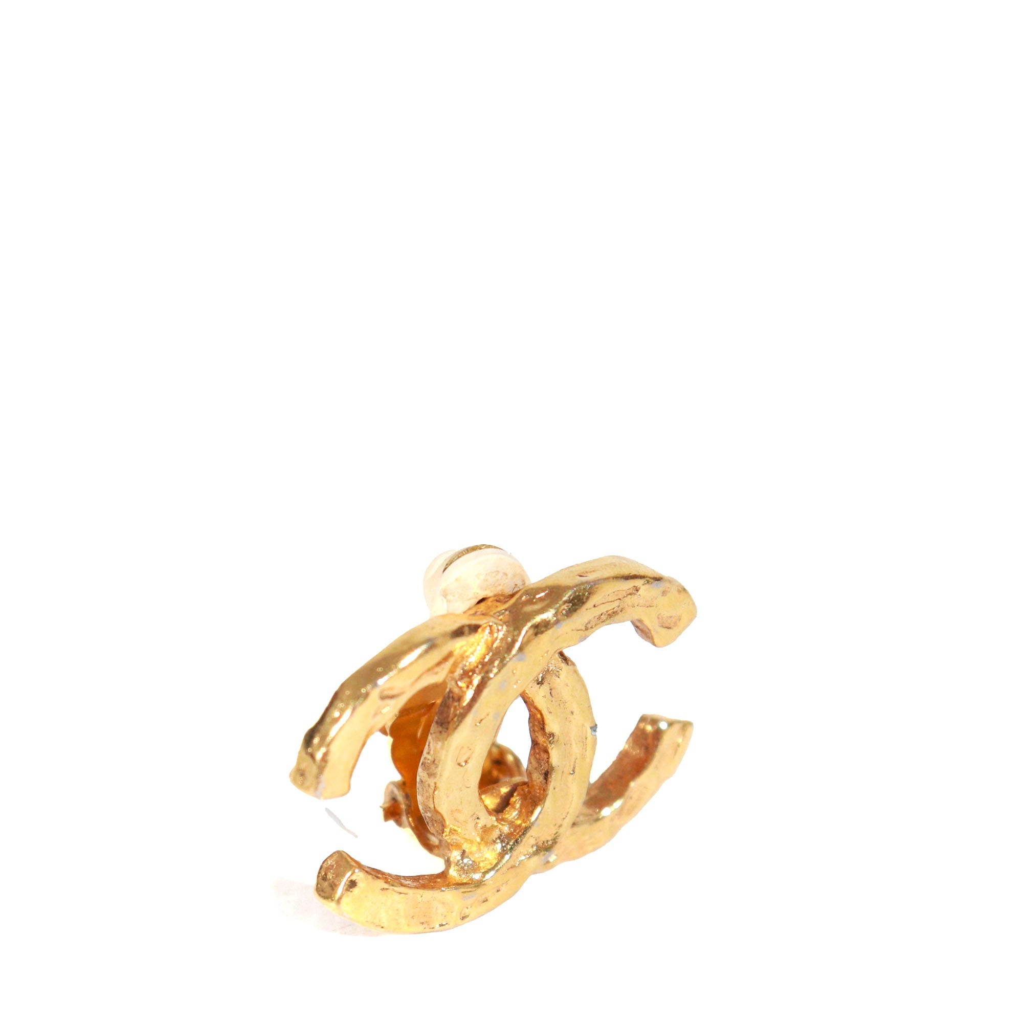 CHANEL - Boucles d'oreilles CC vintage dorées