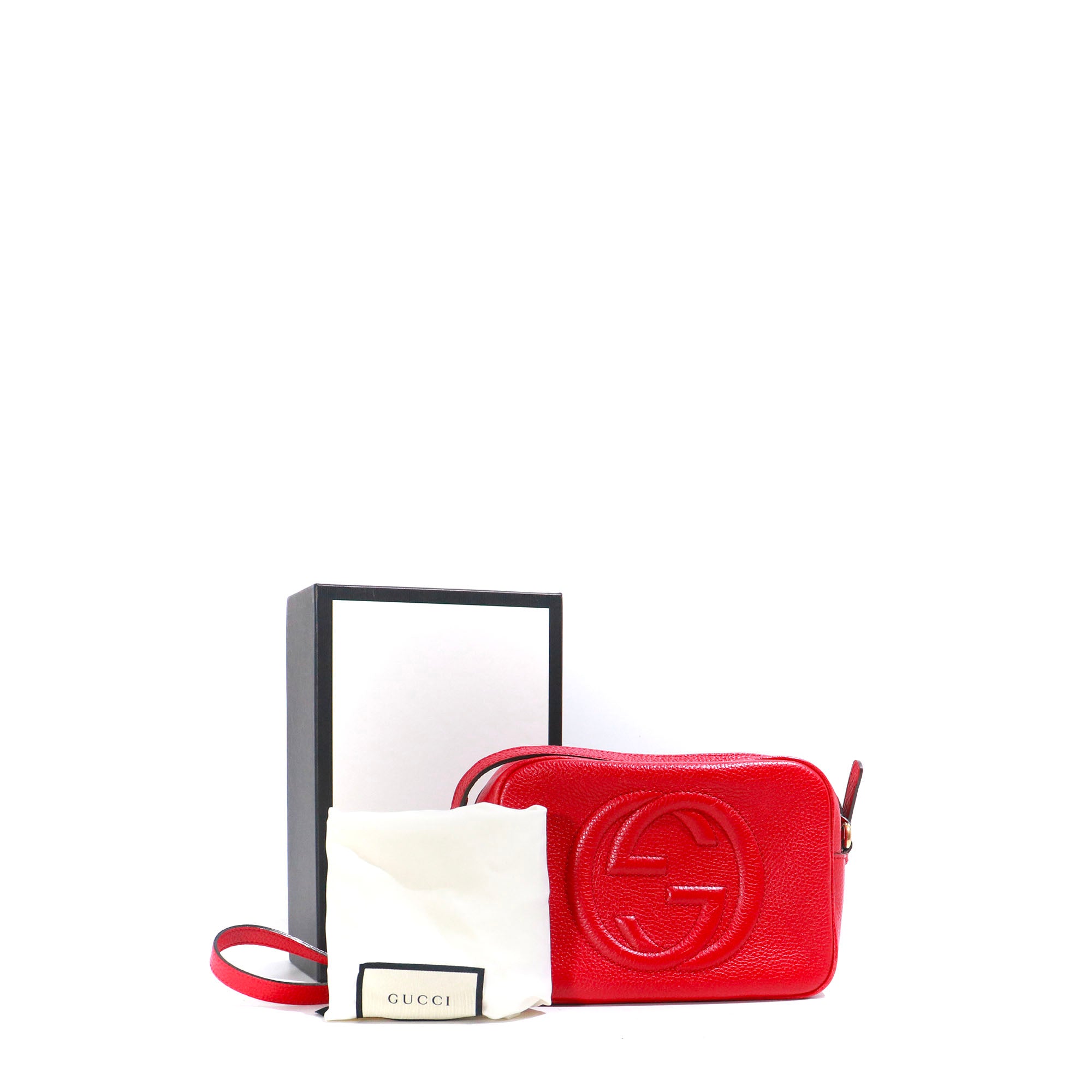GUCCI - Gucci Soho Camera shoulder bag in red grained leather