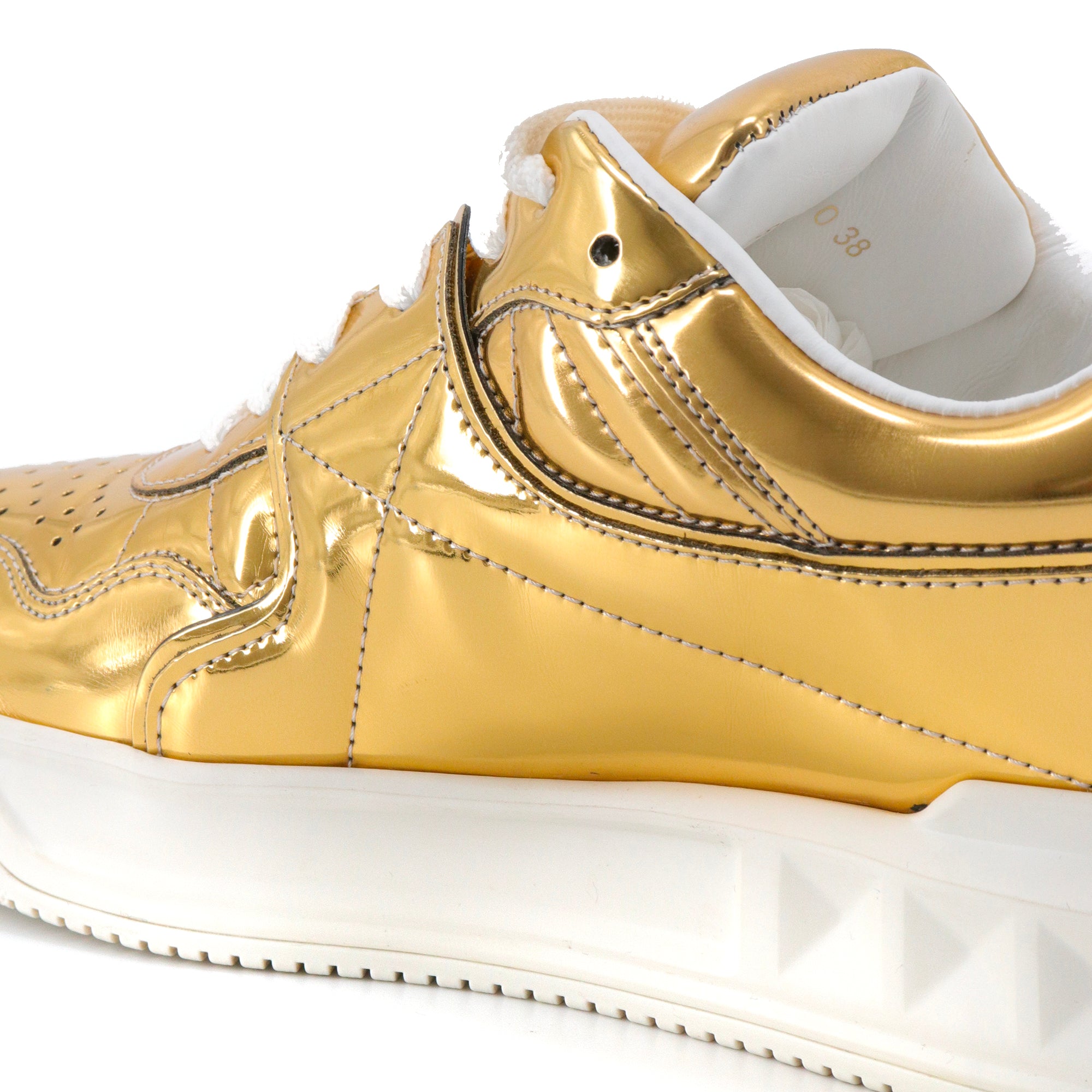 VALENTINO - Sneakers One Stud Valentino en cuir doré (T38)