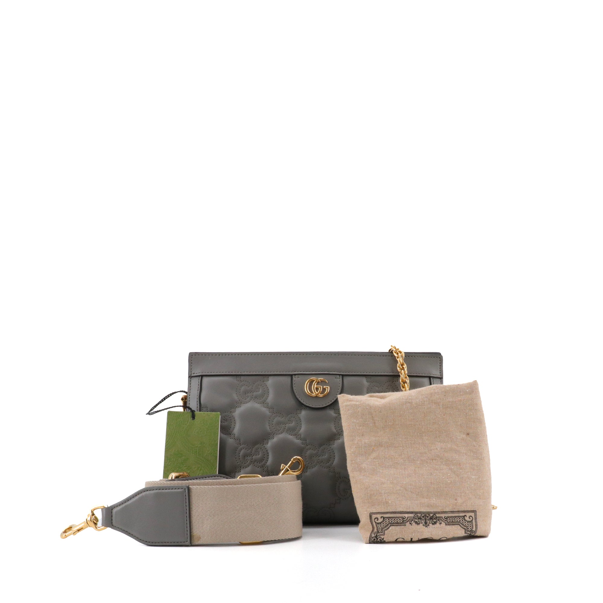 GUCCI - GG Gucci shoulder bag in gray quilted leather
