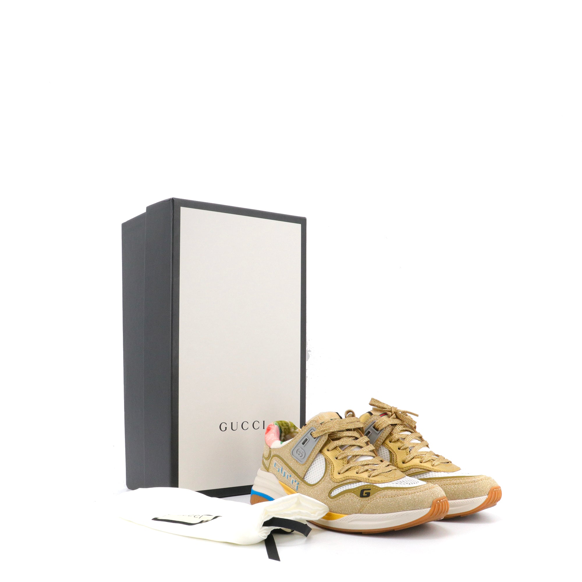 GUCCI - Gucci Ultrapace sneakers with gold glitter (T36)