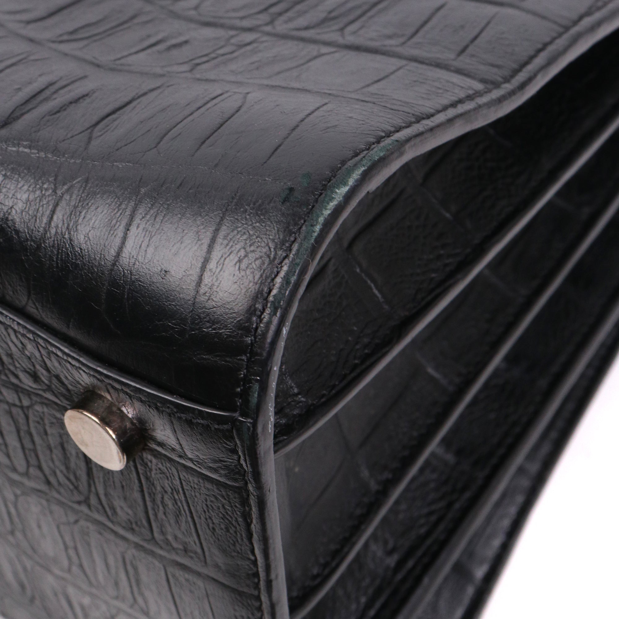 SAINT LAURENT - Sac de Jour Small Saint Laurent en cuir embossé crocodile noir