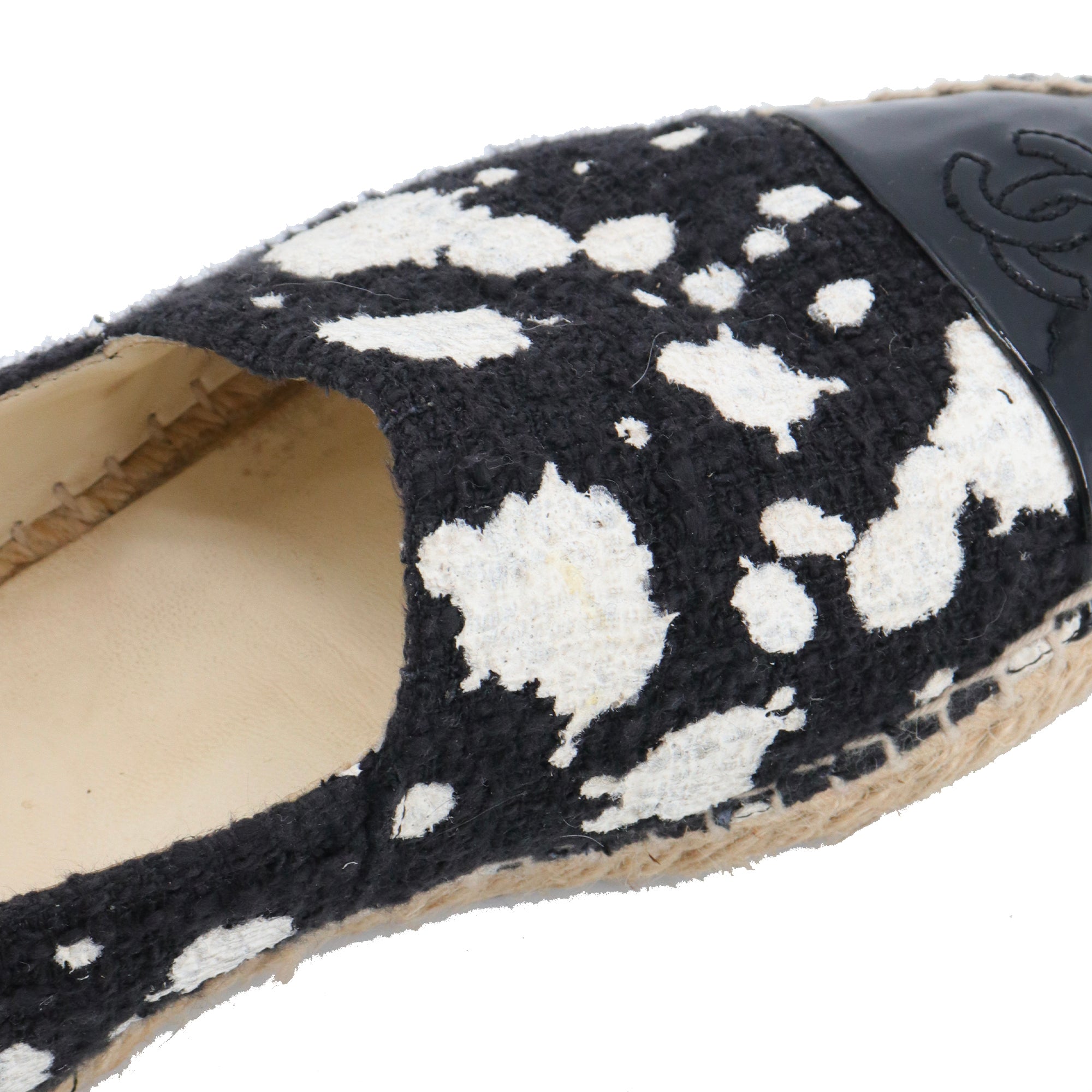 CHANEL - Espadrilles CC Chanel en tweed noir (T40)