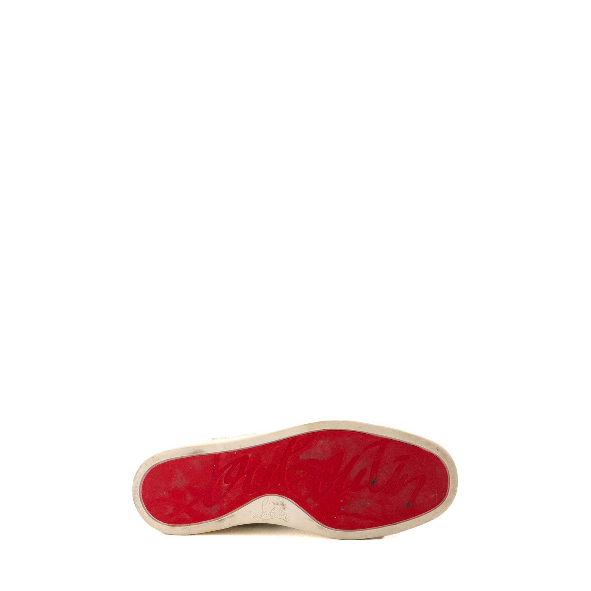 LOUBOUTIN - Lou Spikes Louboutin high-top sneakers in white and red leather (T38)