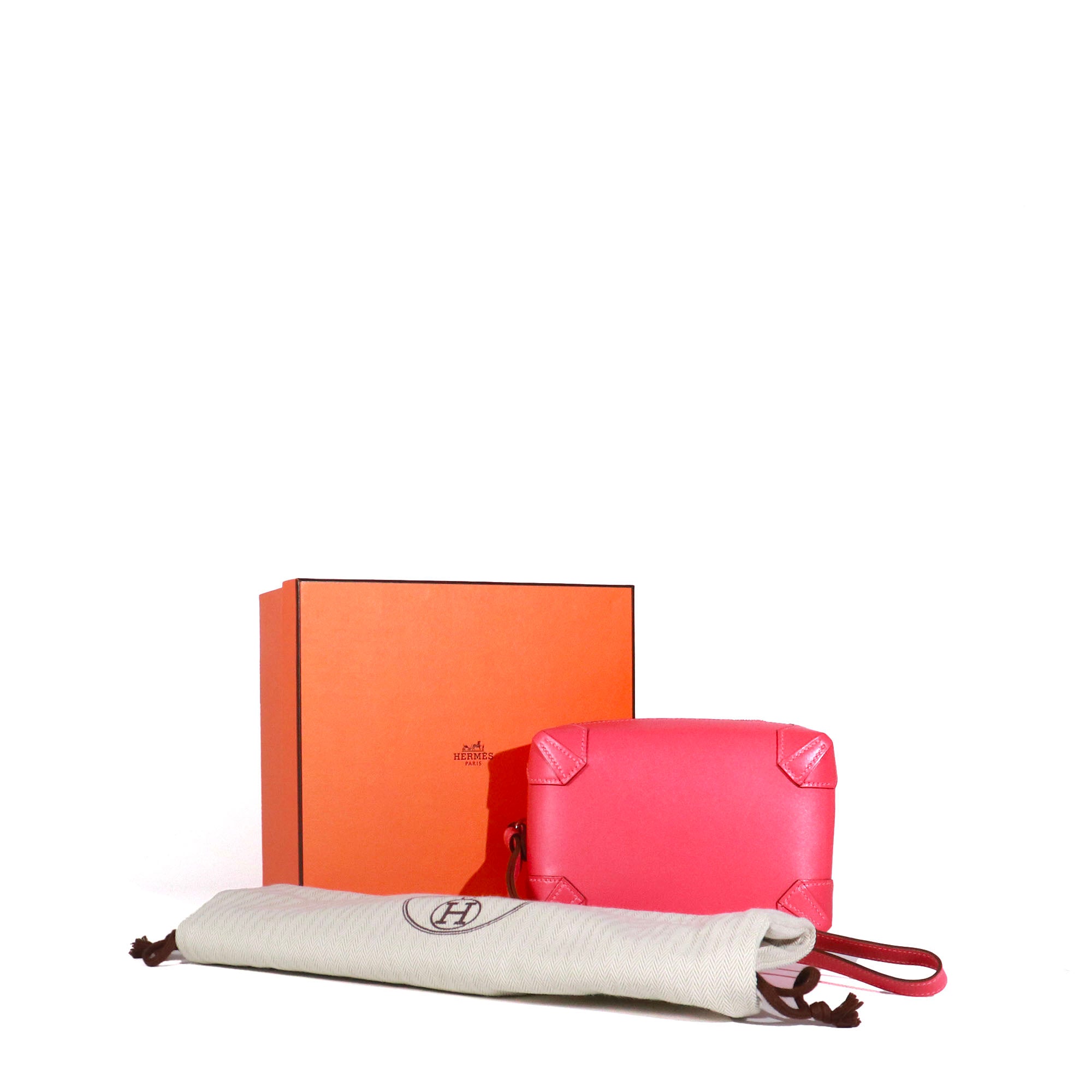 HERMÈS - Hermès Maxibox Clutch in smooth leather Rose Lipstick