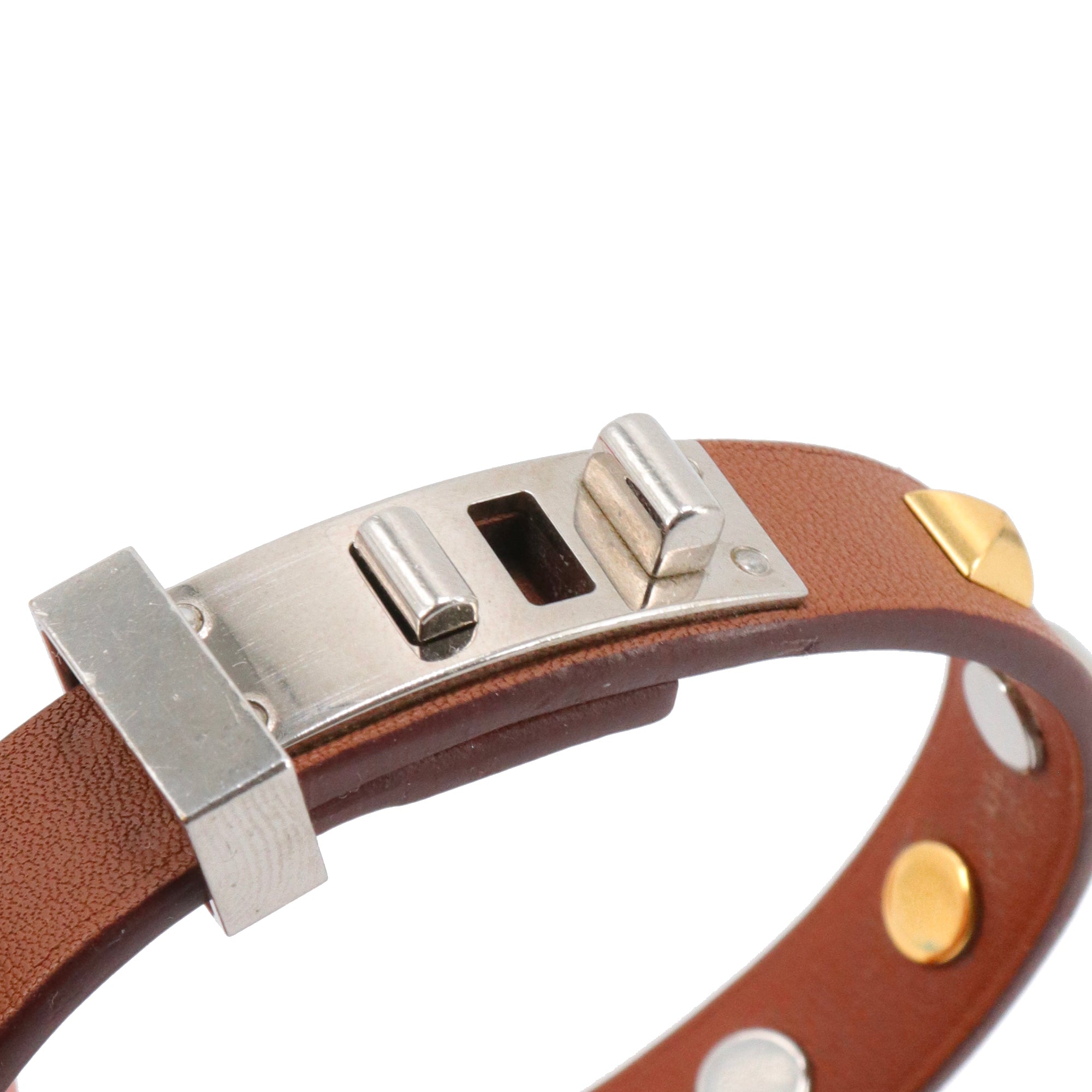 HERMÈS - Mini Dog Hermès bracelet in gold leather (T3)