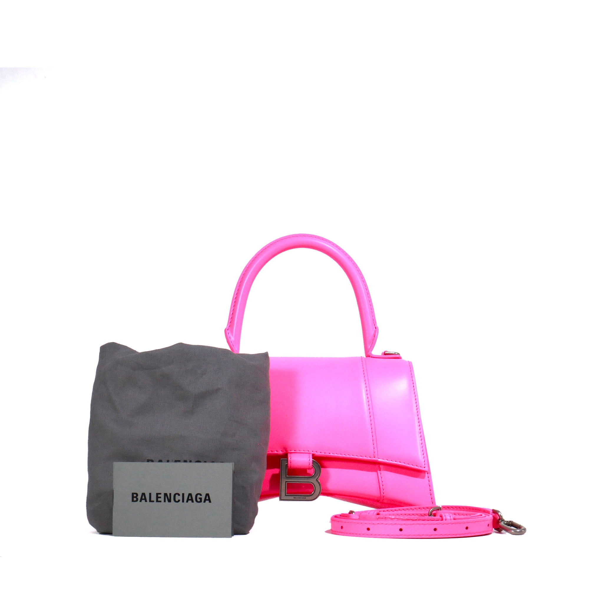 BALENCIAGA - Hourglass Balenciaga Small Size shoulder bag in pink smooth leather