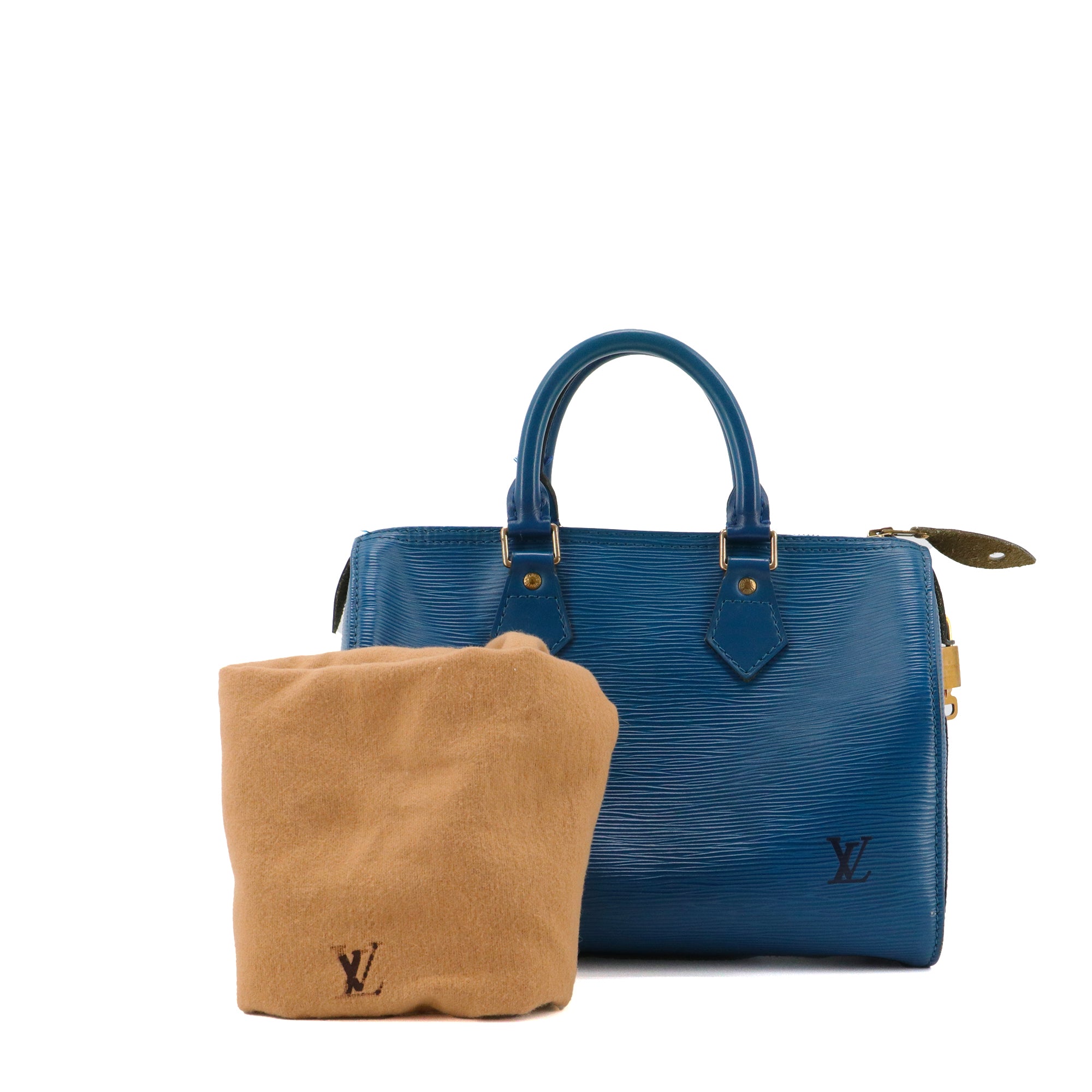 LOUIS VUITTON - Sac à main Speedy 25 Louis Vuitton en cuir épi bleu