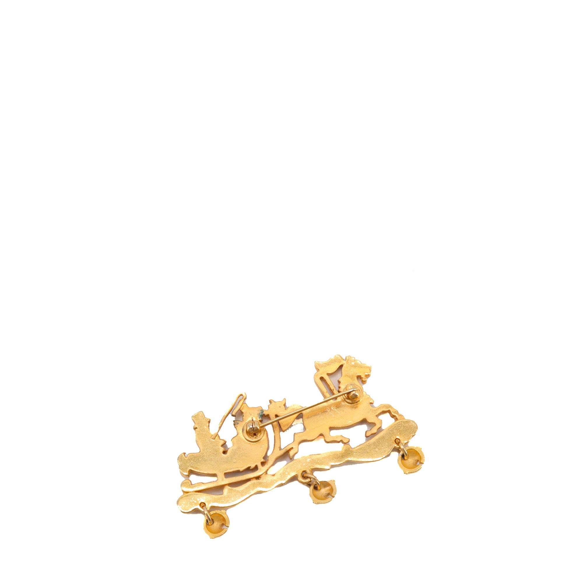 HERMÈS - Hermès Christmas Carriage Brooch in Gold Metal