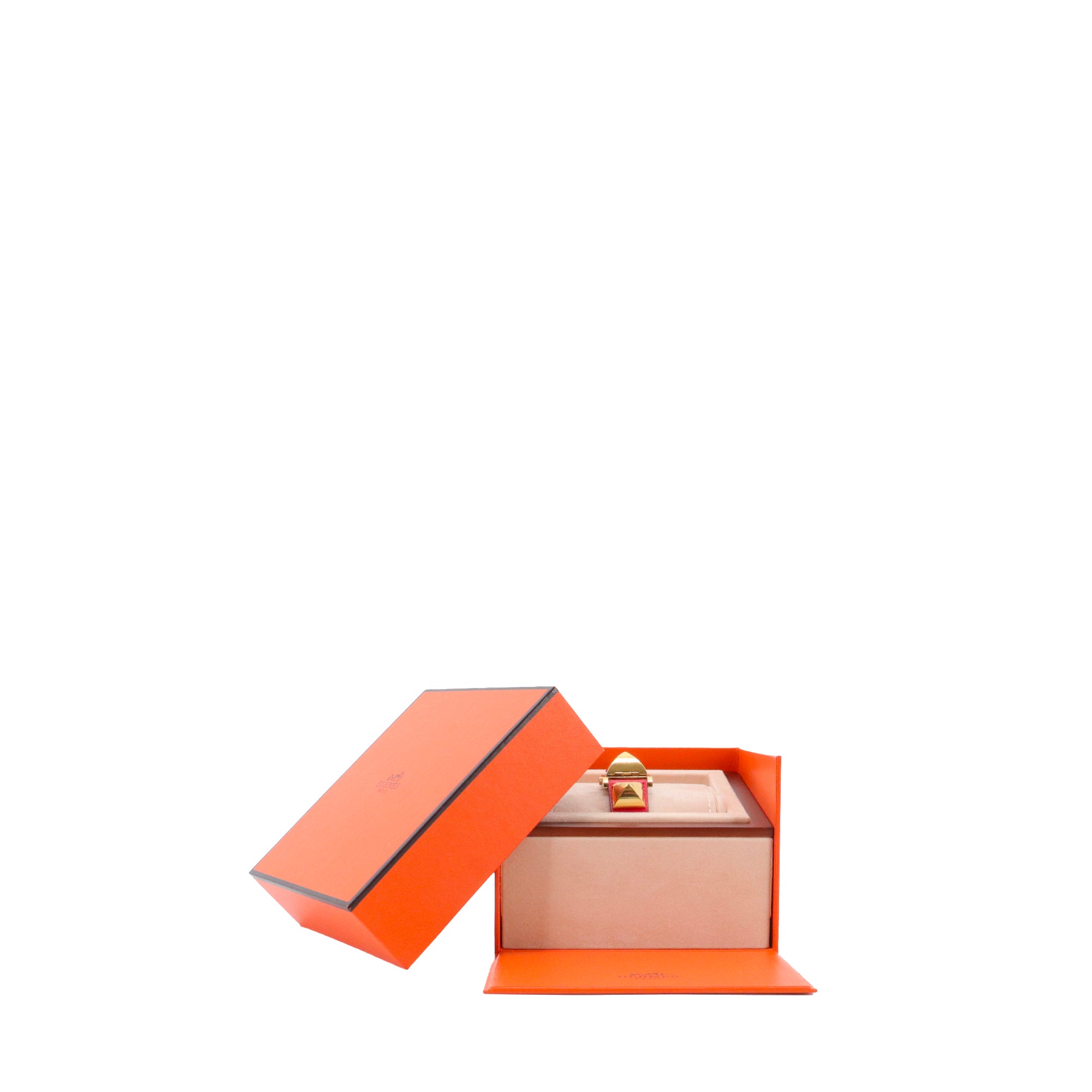 HERMÈS - Médor PM Hermès watch in red leather 