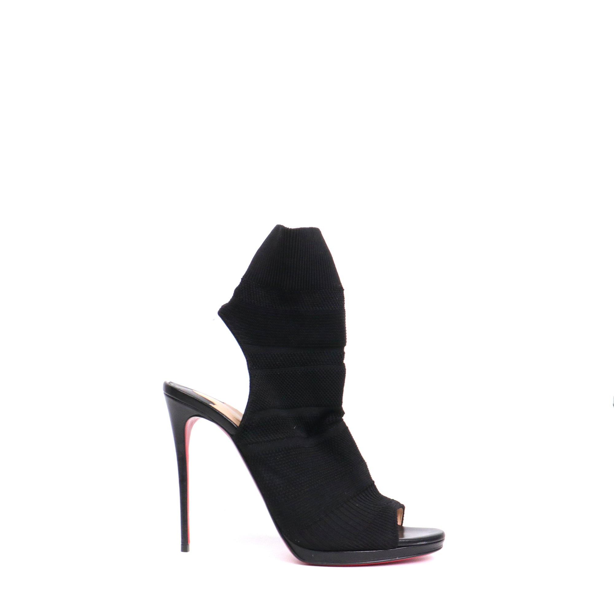 LOUBOUTIN - Bottines Cheminene Louboutin en maille noire (T40,5)