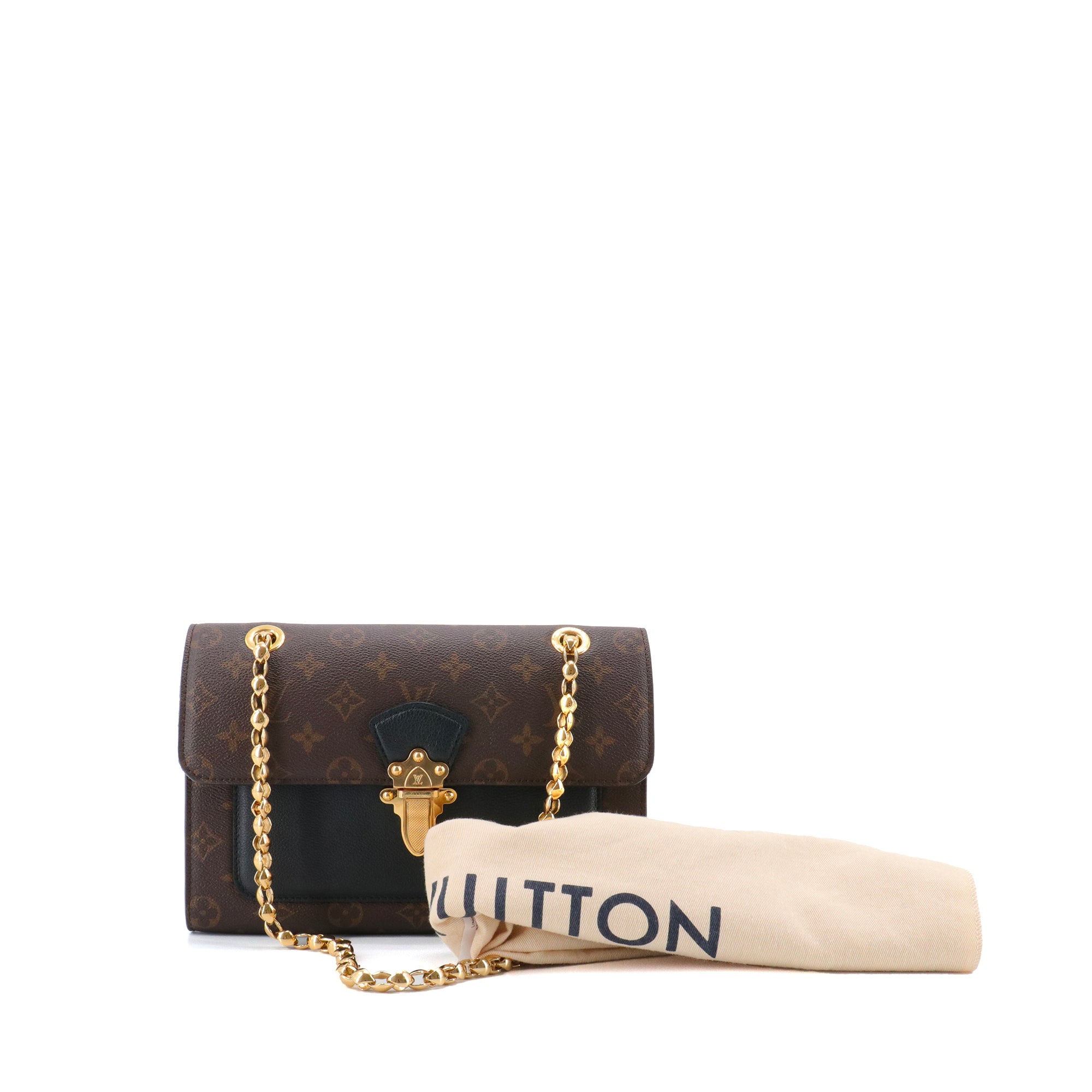 LOUIS VUITTON - Louis Vuitton Victoire shoulder bag in monogrammed canvas and black leather