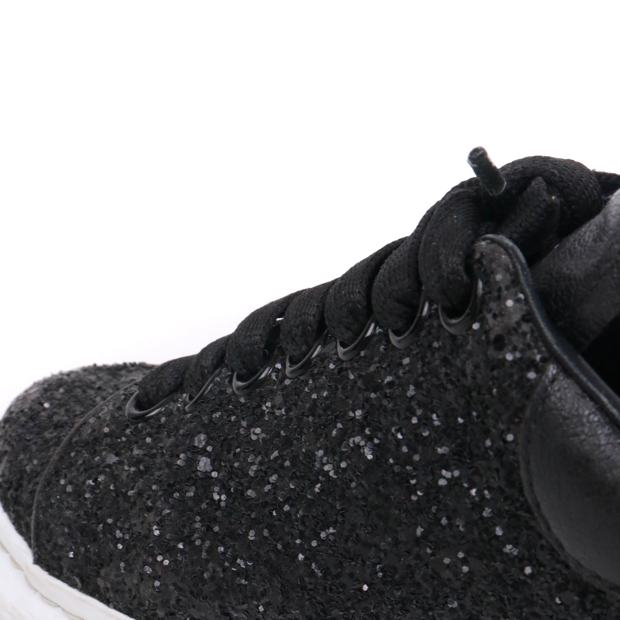 ALEXANDER MCQUEEN - Sneakers Oversize Alexander McQueen en cuir noir à paillettes (T38)