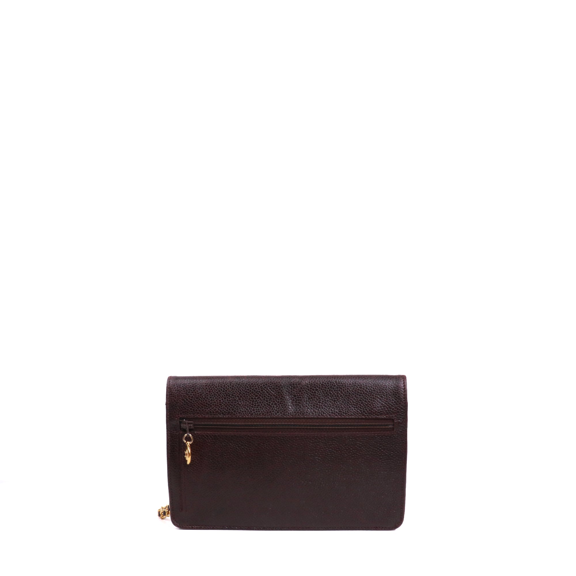 CHANEL - Sac Wallet On Chain Chanel en cuir caviar prune