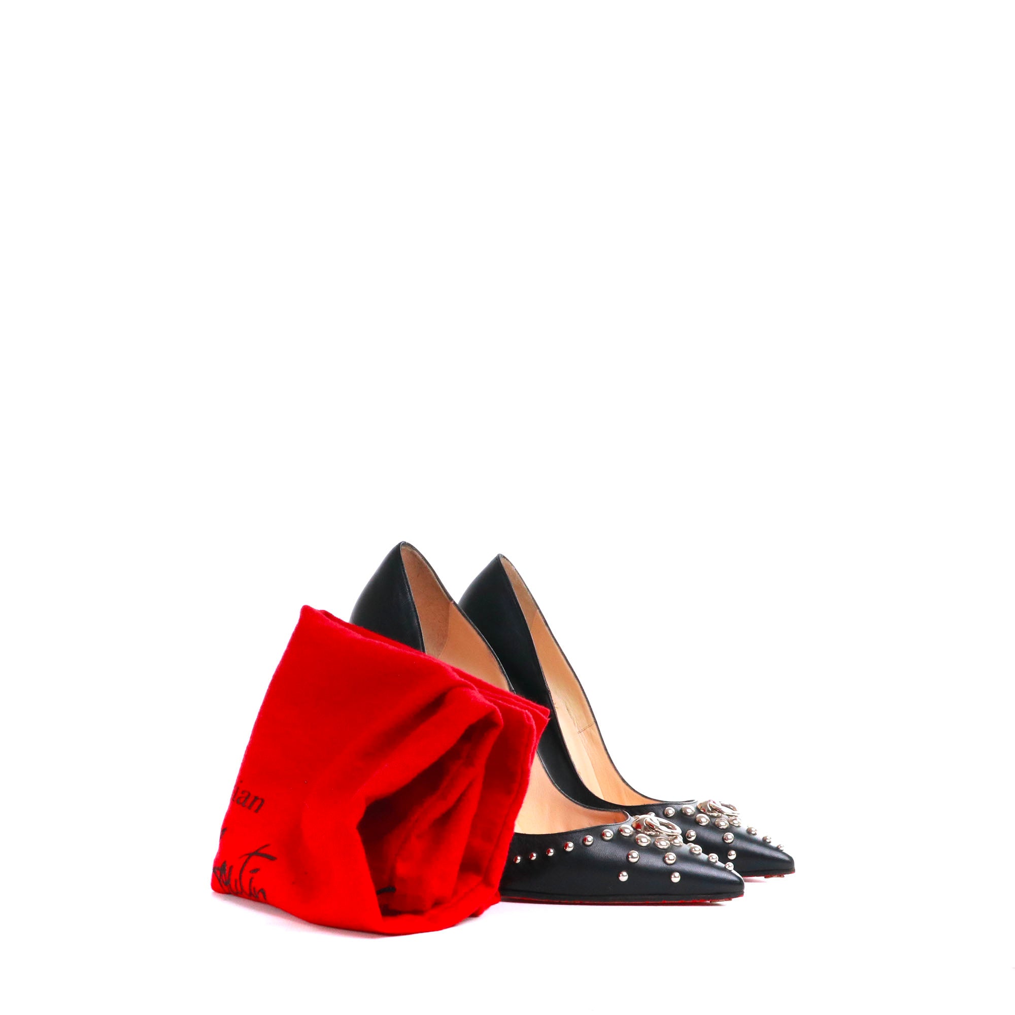 LOUBOUTIN - Escarpins So Kate Louboutin en cuir lisse noir et clous argentés (T38)
