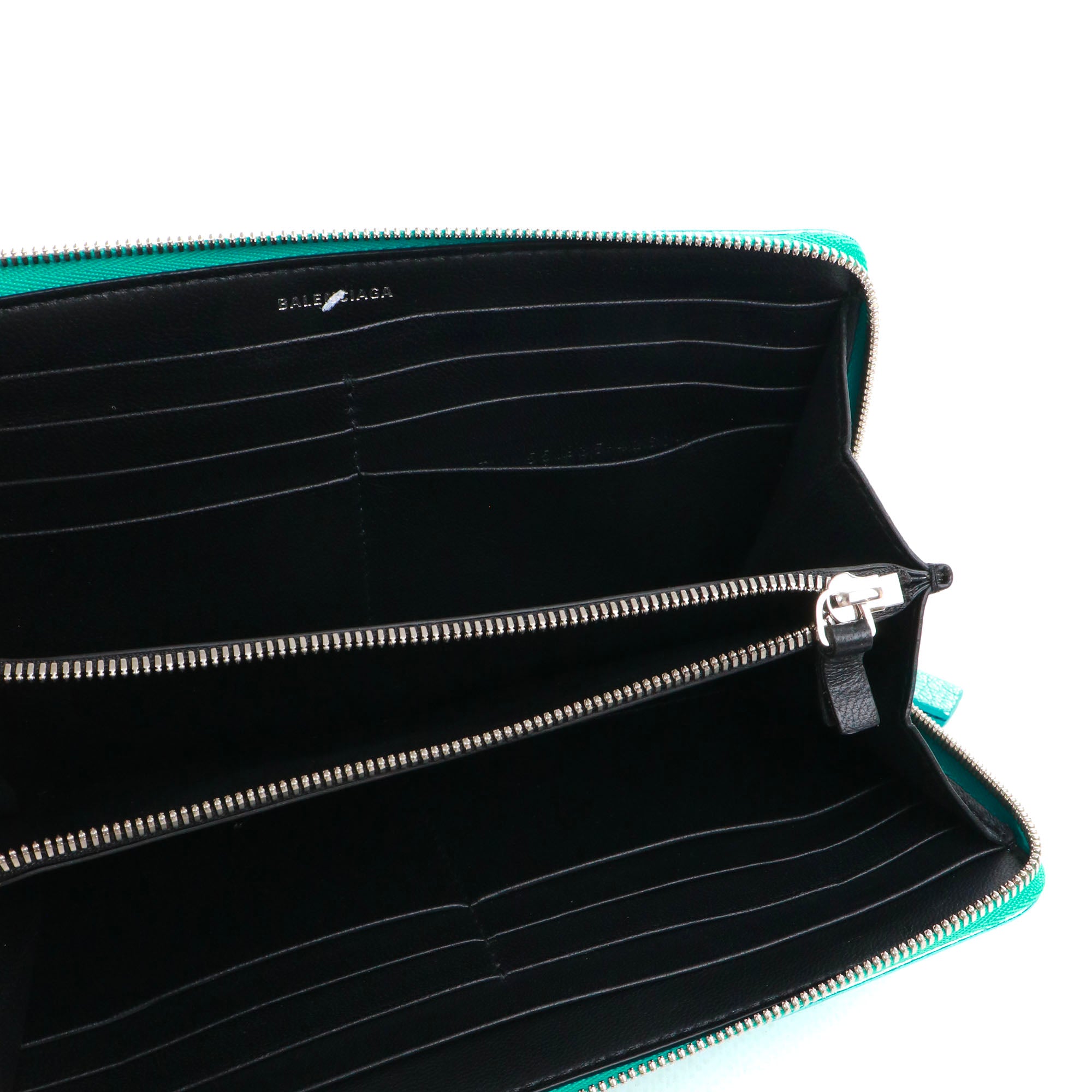 BALENCIAGA - Portefeuille Ville Balenciaga en cuir grainé bleu irisé
