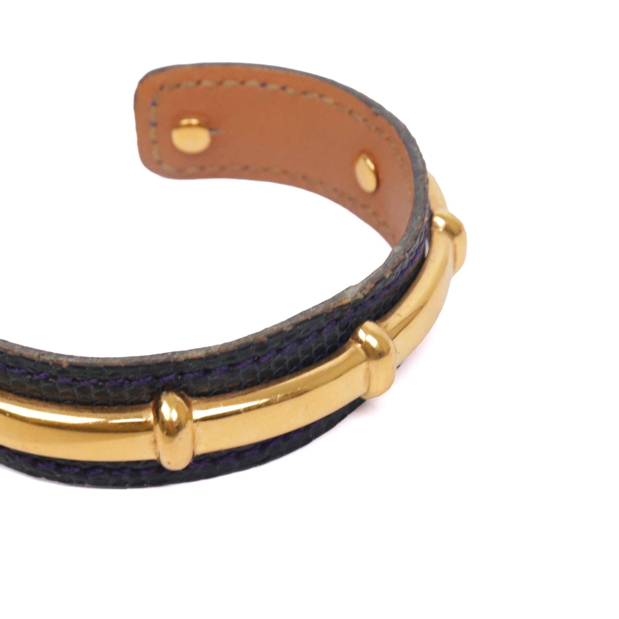 HERMÈS - Hermes Collier de Chien Bracelet in Pink Alligator Leather (T2)