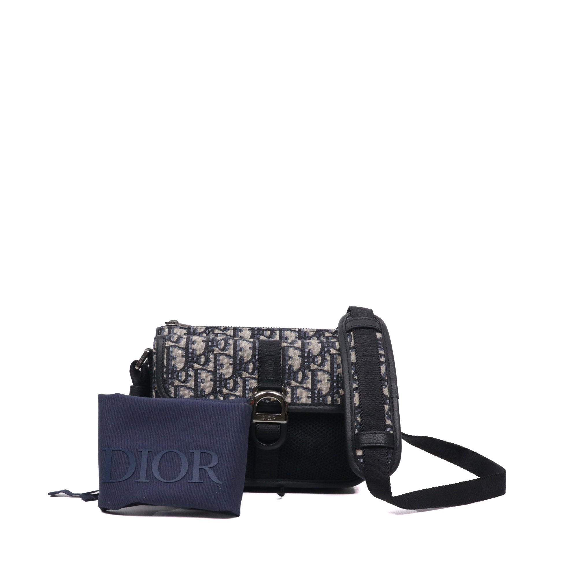 DIOR - Dior Oblique Galaxy A5 pouch in black leather