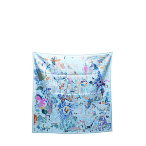 HERMÈS - Emile Et Une Nuit Hermès 90 scarf in pastel blue silk