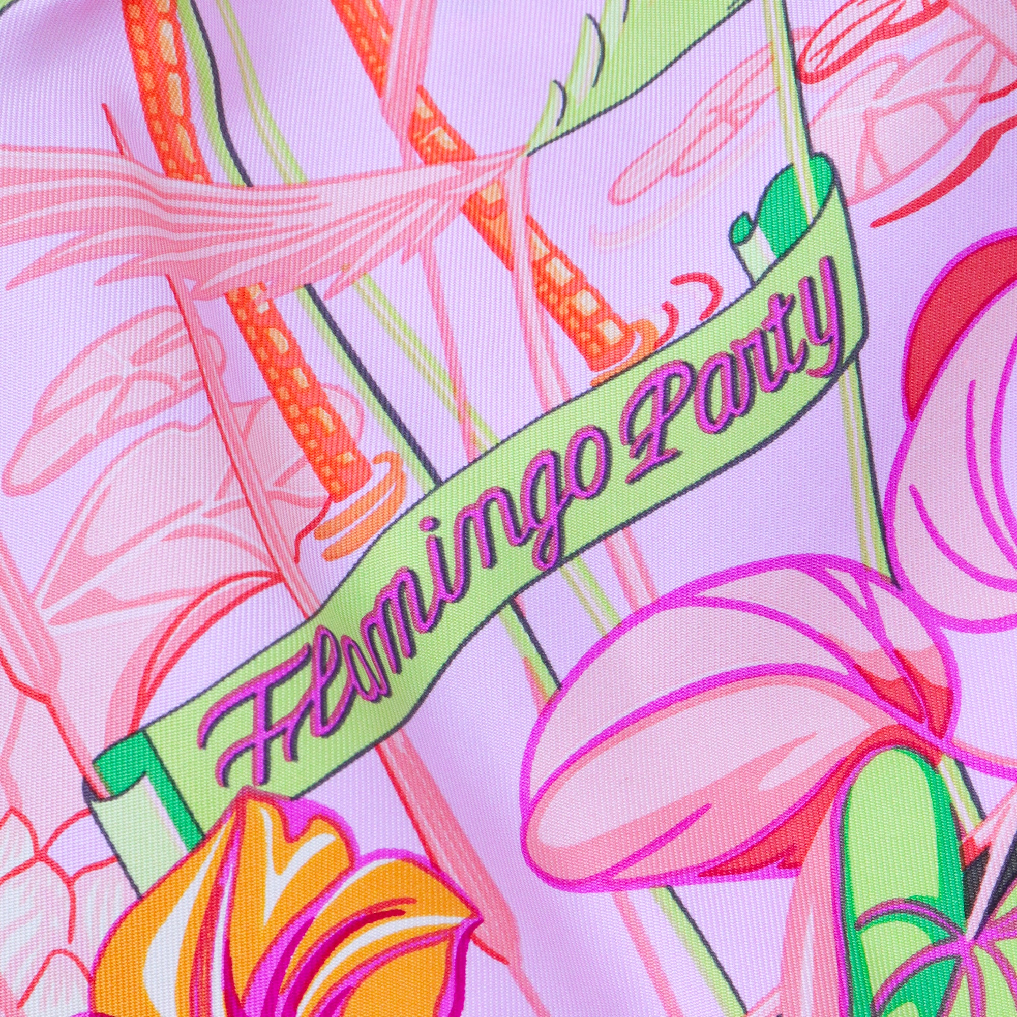 HERMÈS - Carré 90 Flamingo Party Hermès en soie violet