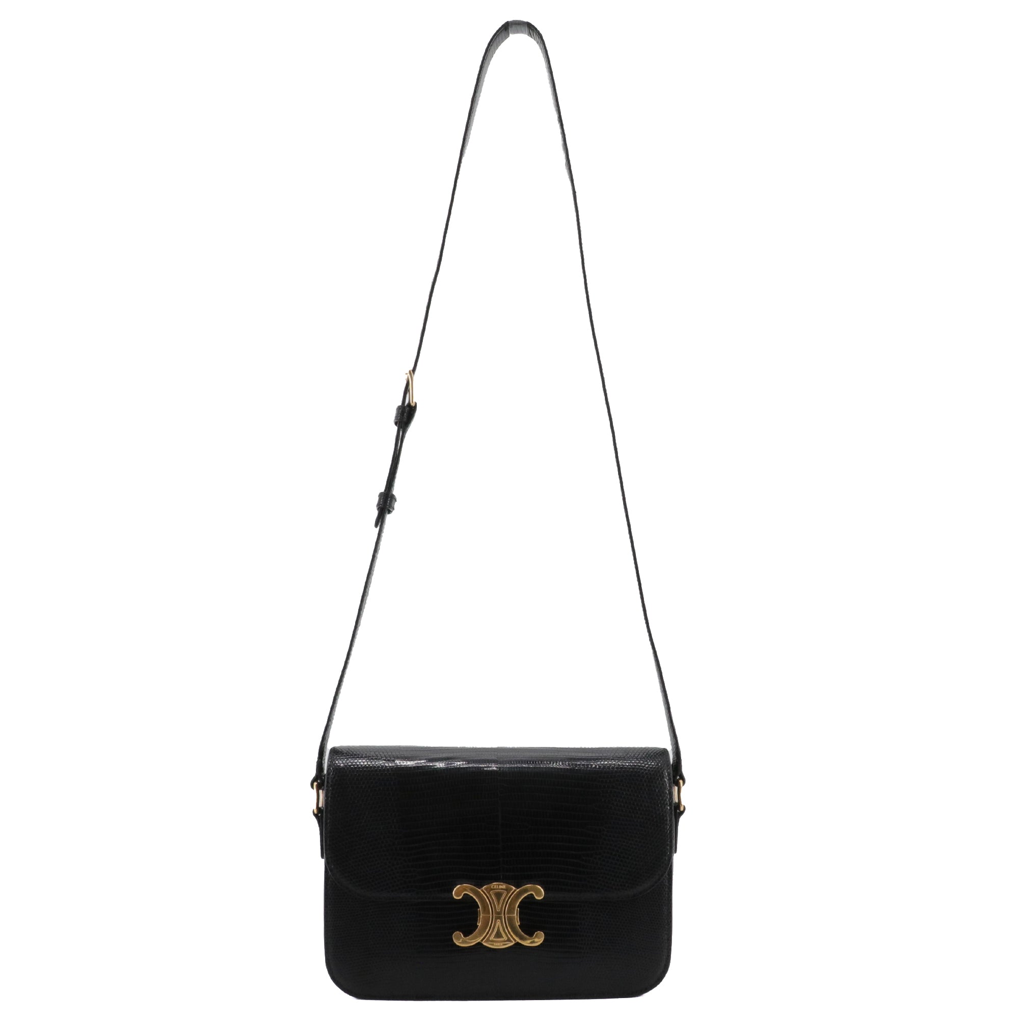 CELINE - Sac à bandoulière Triomphe Celine en lézard noir