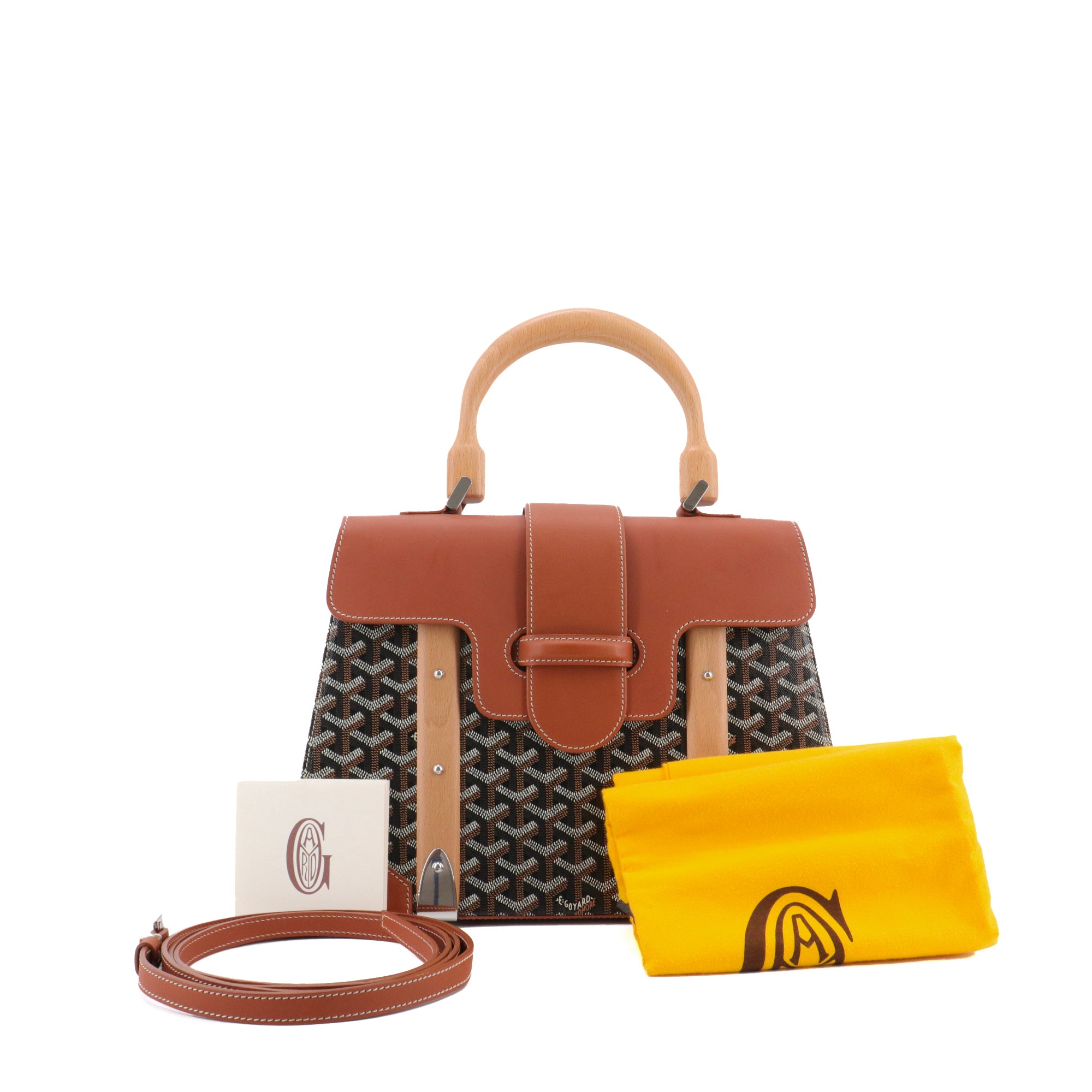 GOYARD - Saigon MM Goyard handbag in Goyard canvas and brown leather