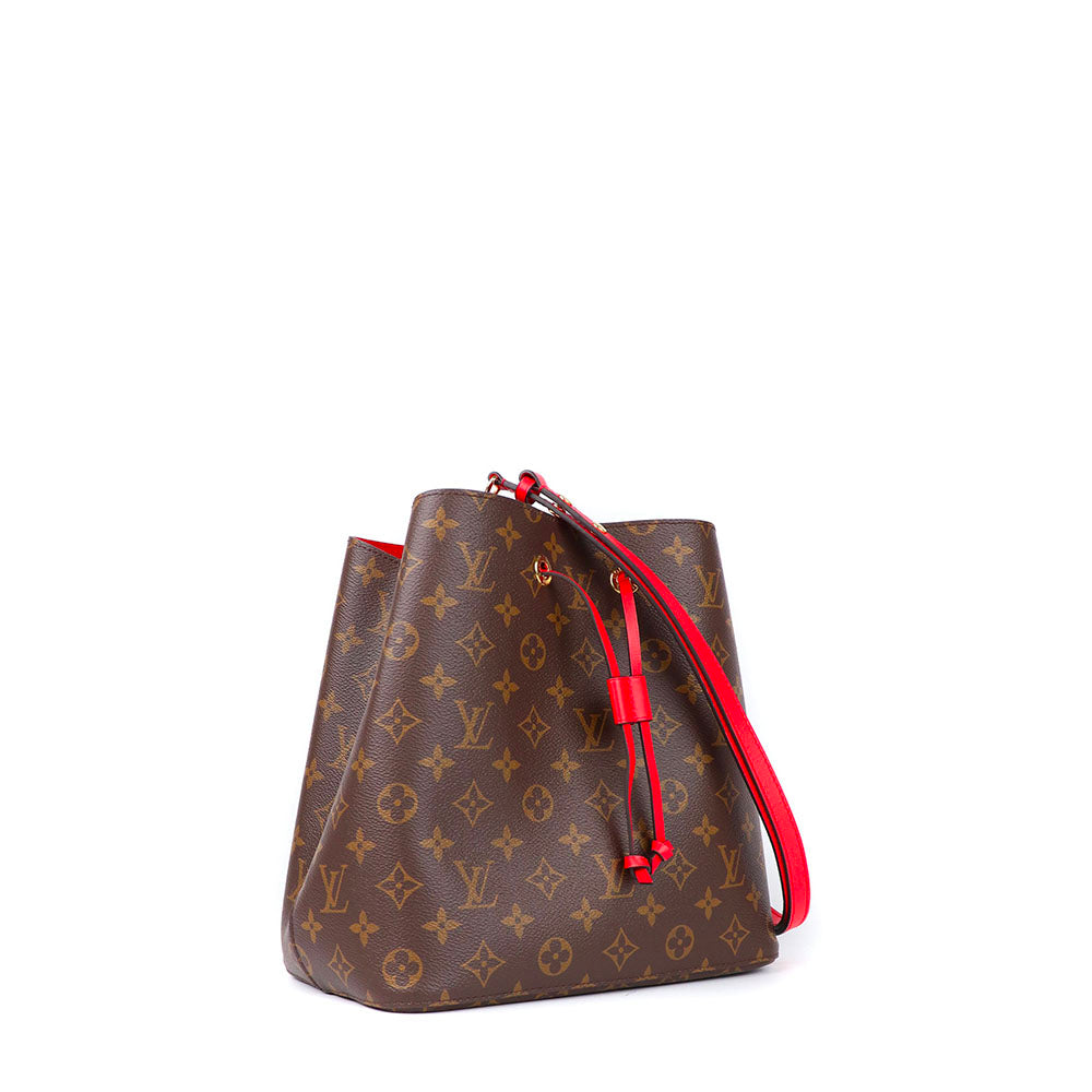 LOUIS VUITTON - NéoNoé shoulder bag in monogram canvas and poppy red leather