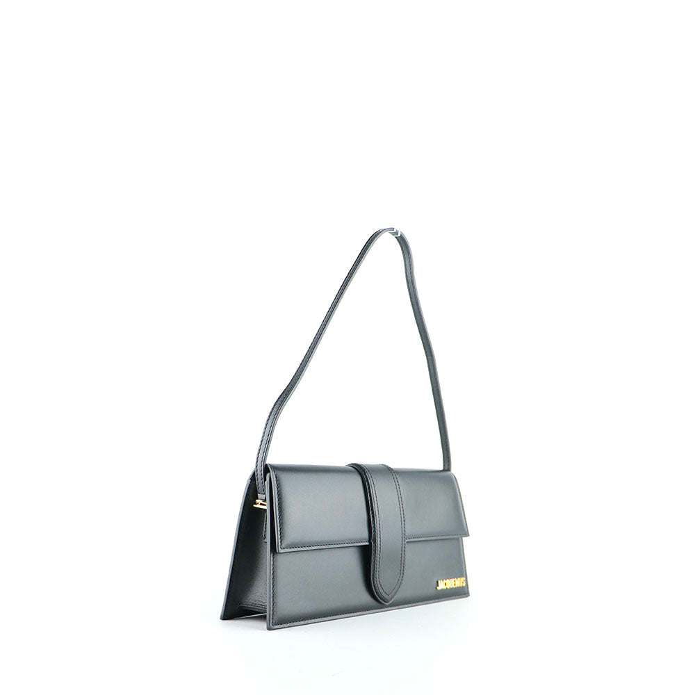 JACQUEMUS - Bambino long shoulder bag in black smooth leather