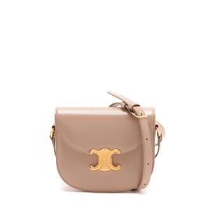 CELINE - Sac à bandoulière Triomphe Clea medium en cuir box marron