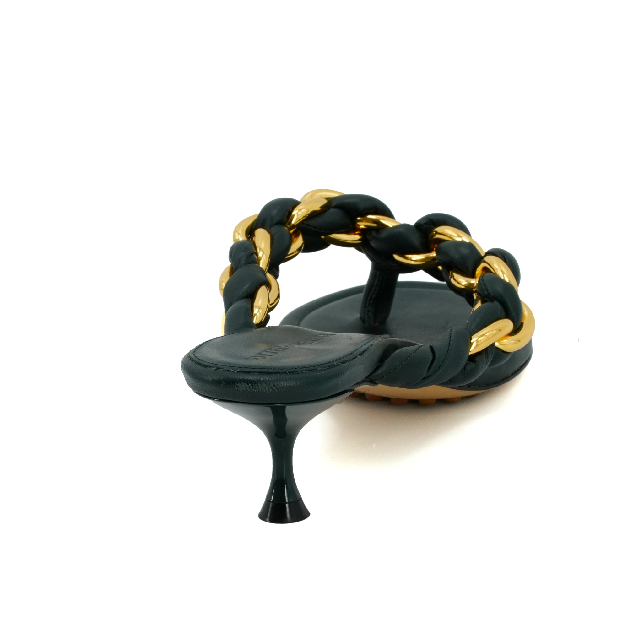 BOTTEGA VENETA - Bottega Veneta heeled sandals in green leather (T36)