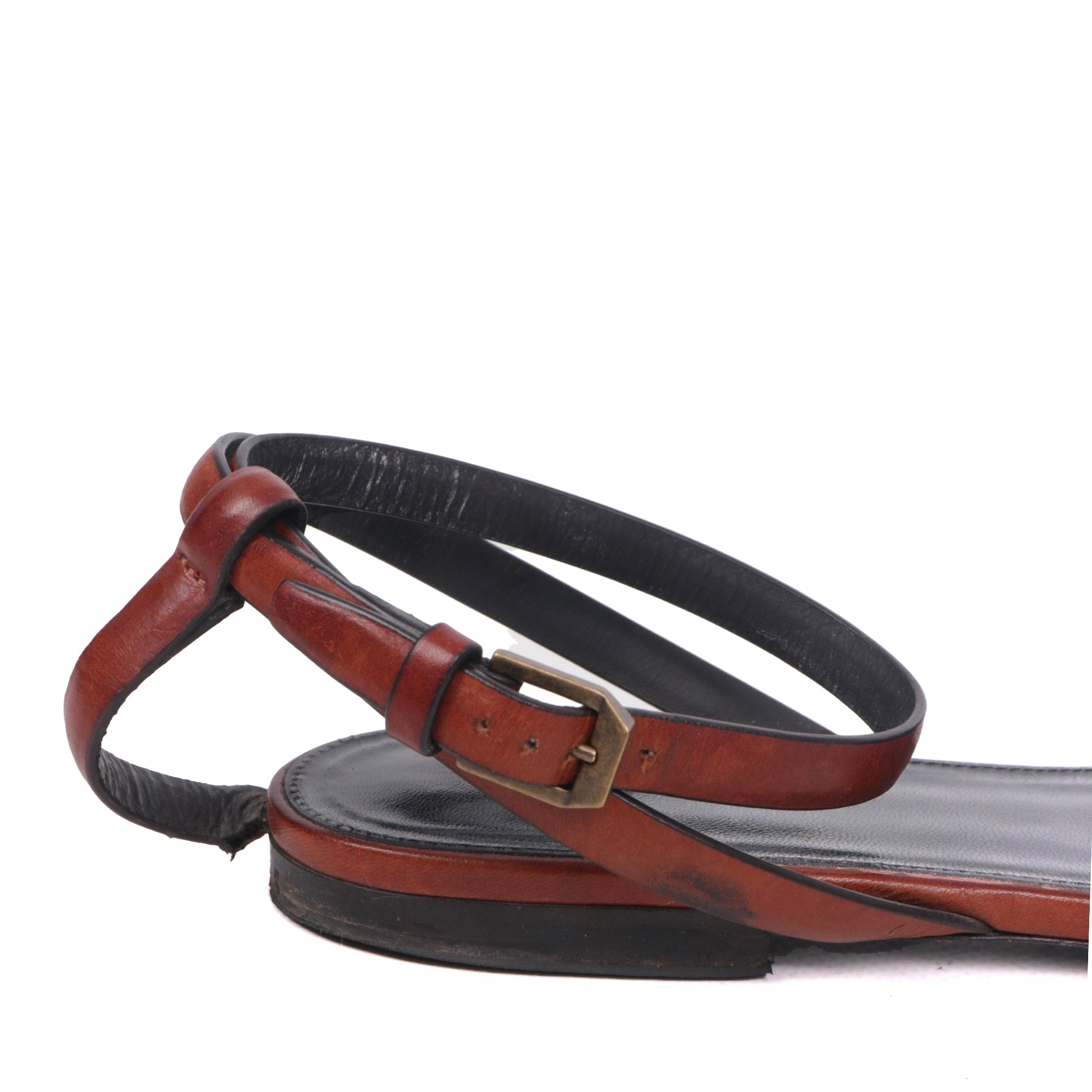 SAINT LAURENT - Sandales Tribute Saint Laurent en cuir marron (T40)