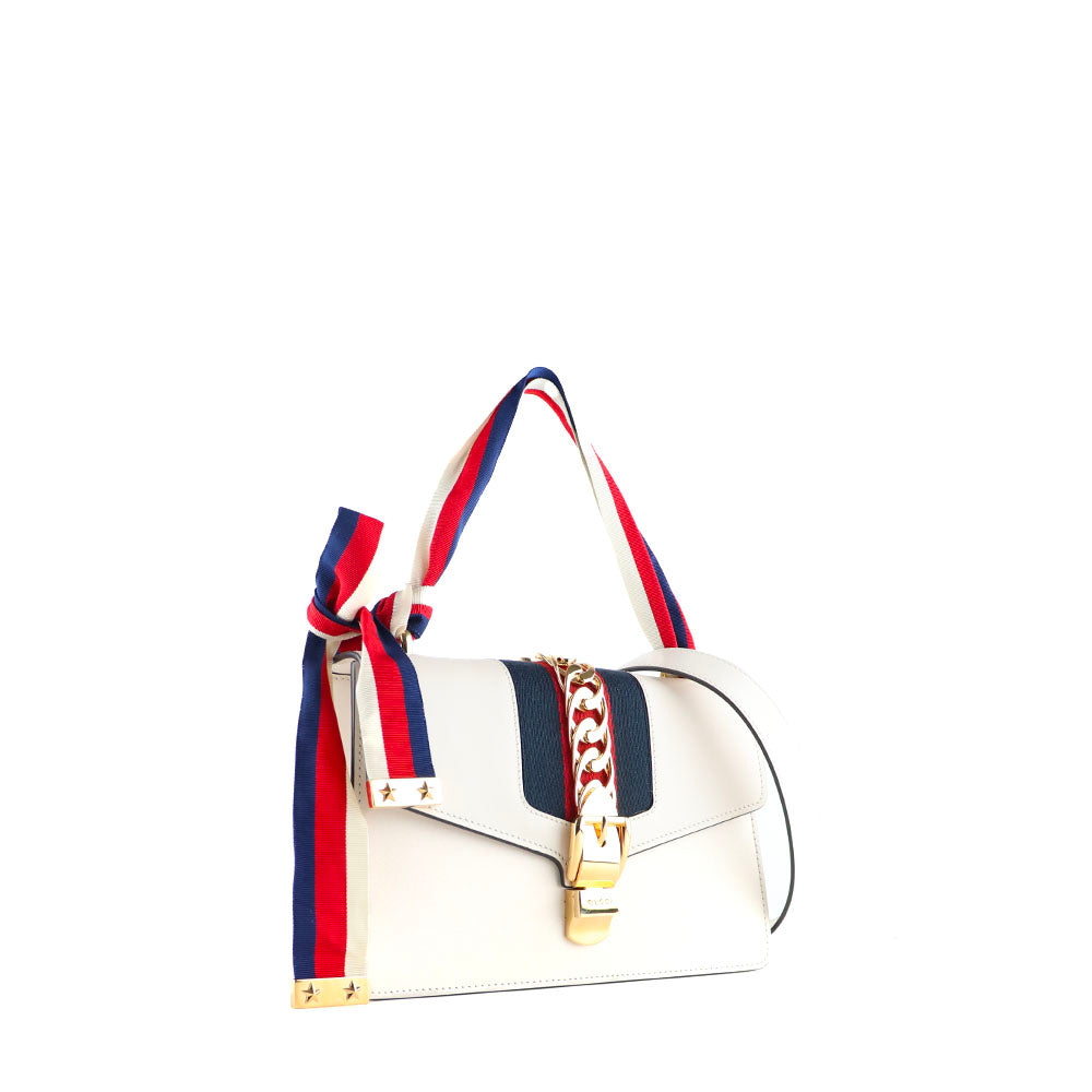 GUCCI - Sac à épaule Sylvie en cuir blanc