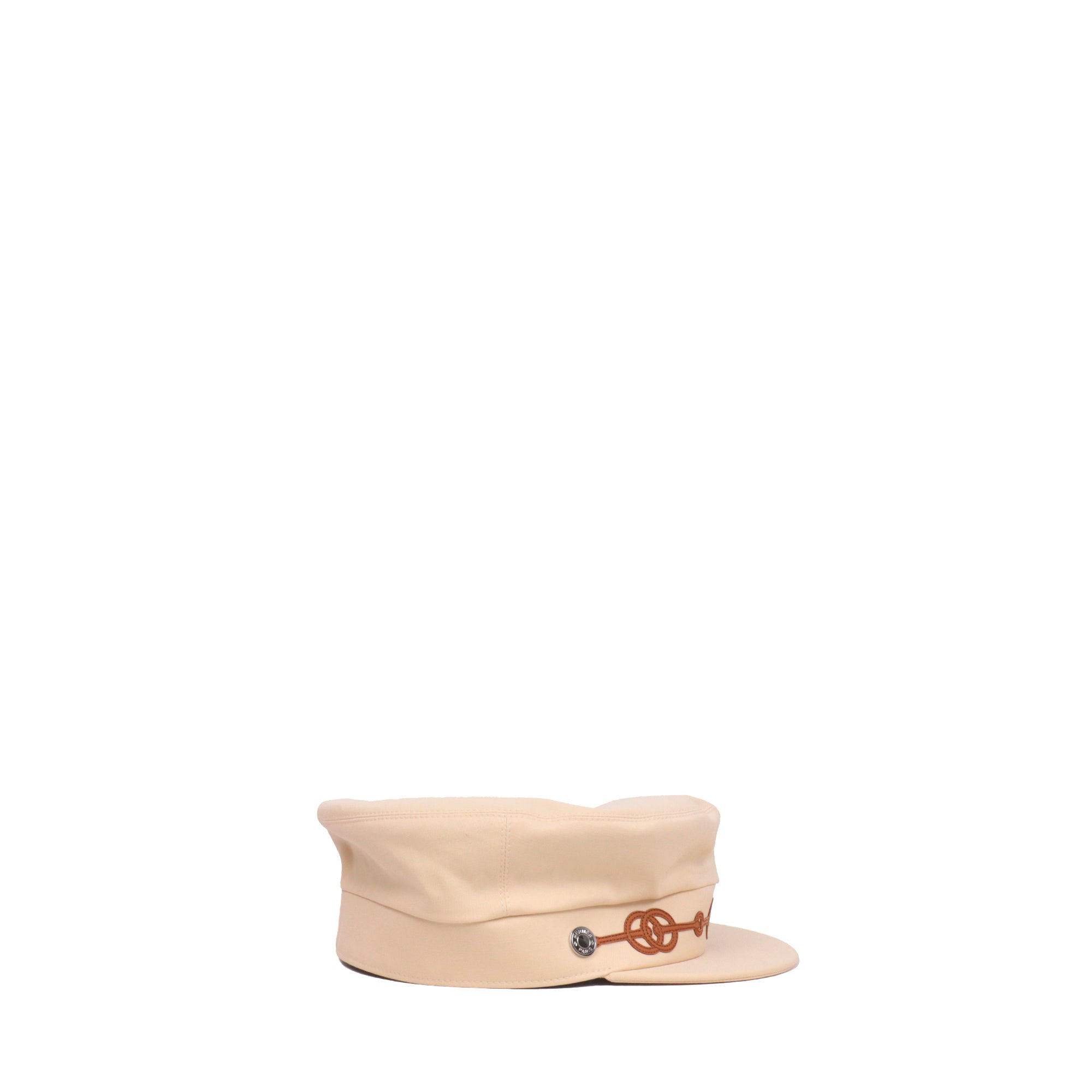 HERMÈS - Cabourg Cliquetis cap in beige cotton (T59)