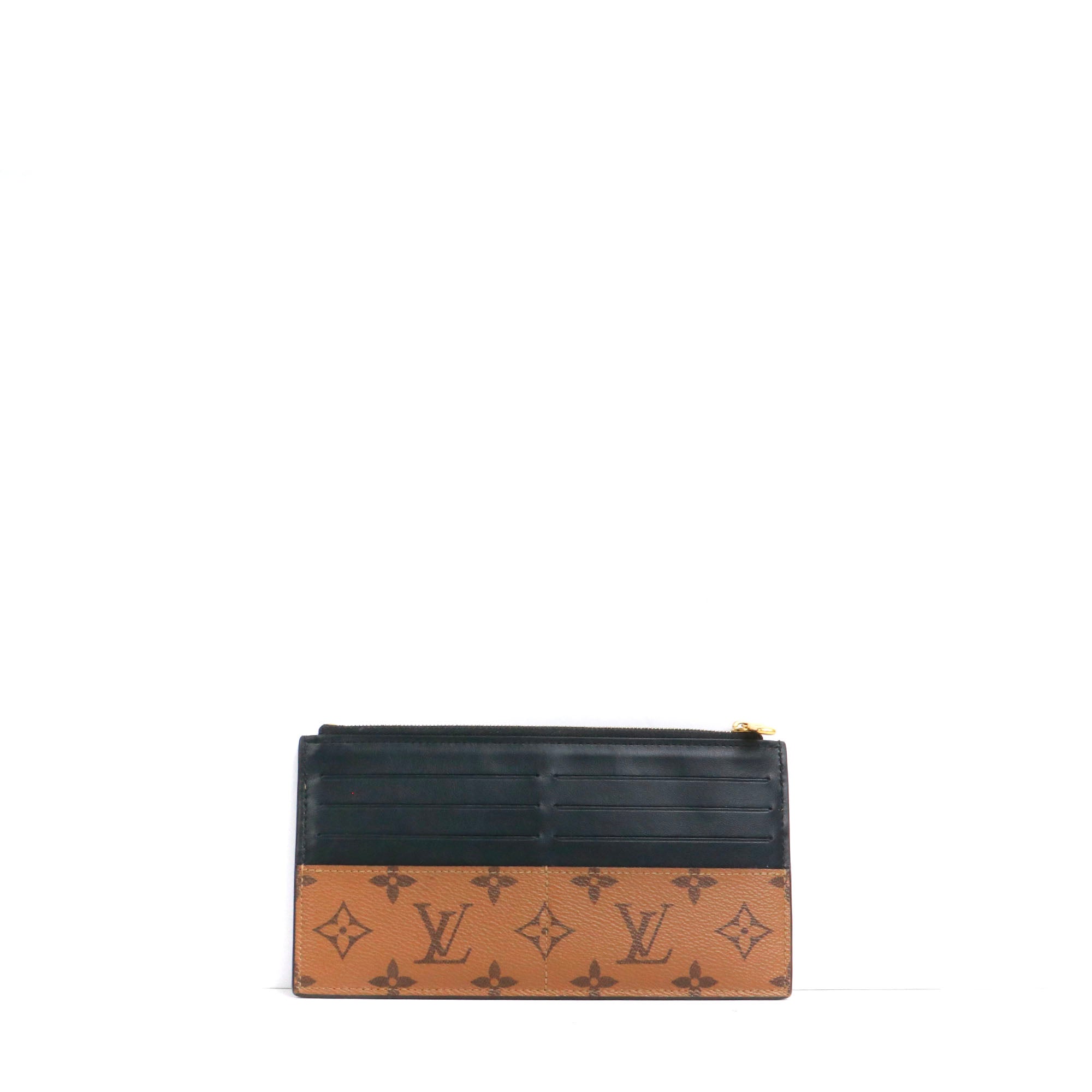 LOUIS VUITTON - Porte-monnaie et porte cartes Slim Louis Vuitton en toile monogramme reverse