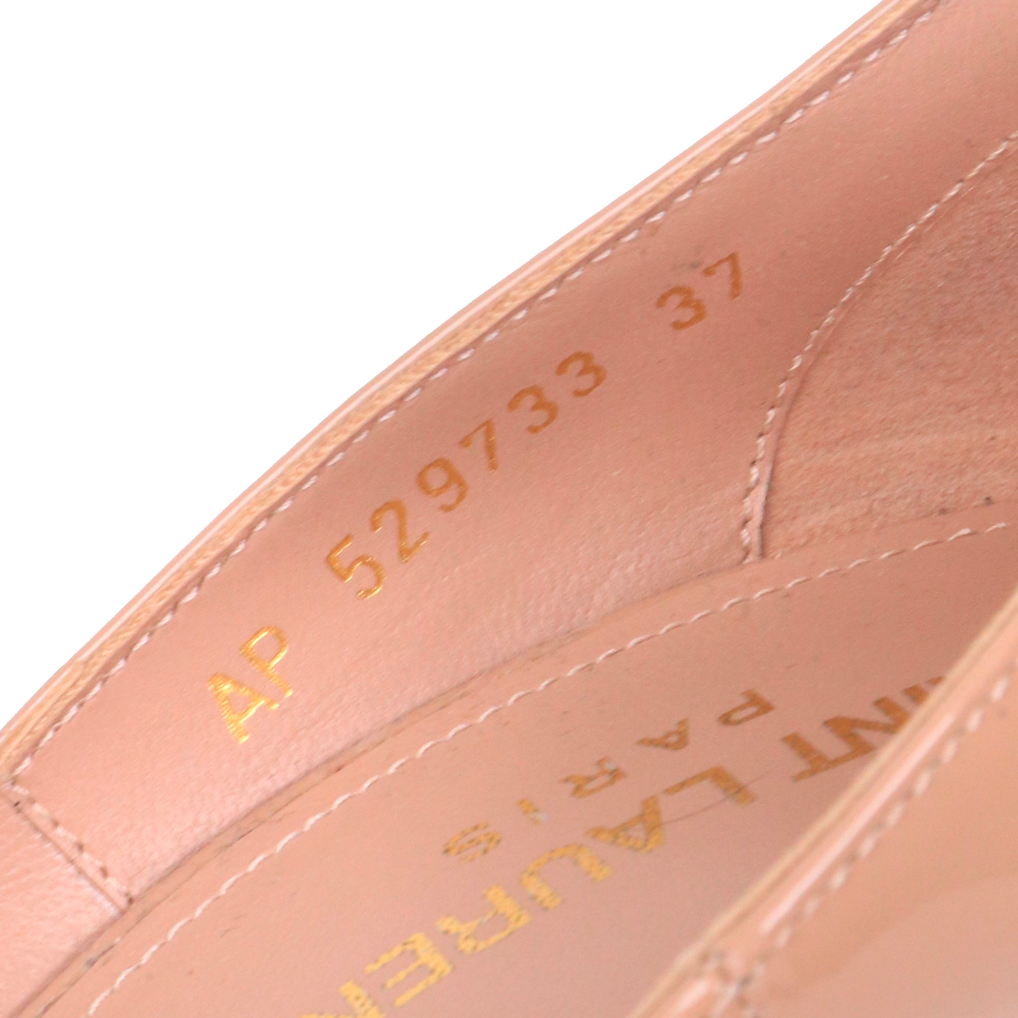 SAINT LAURENT - Escarpins Anja Saint Laurent en cuir verni nude (T37)