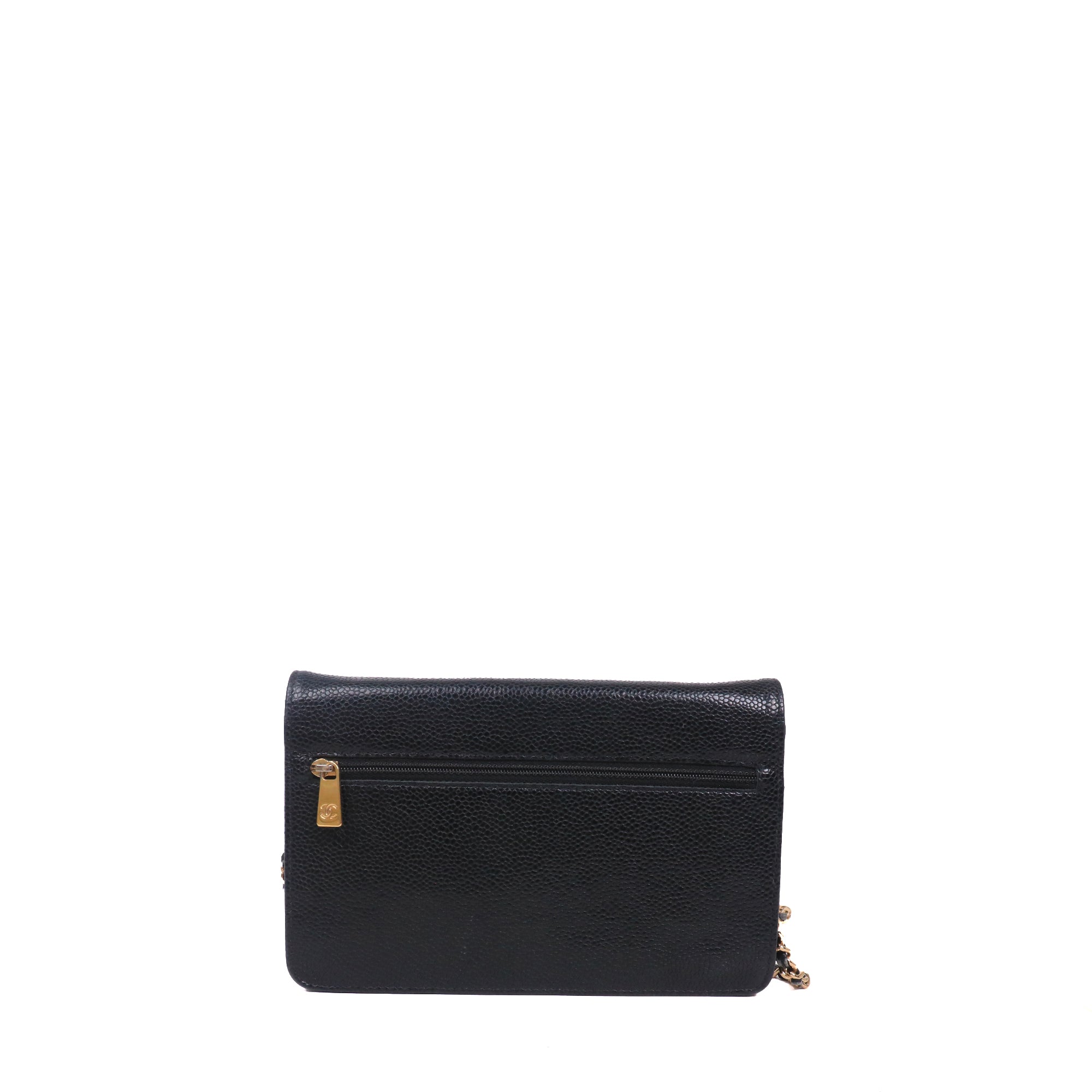 CHANEL - Sac Wallet On Chain Chanel en cuir caviar noir vintage