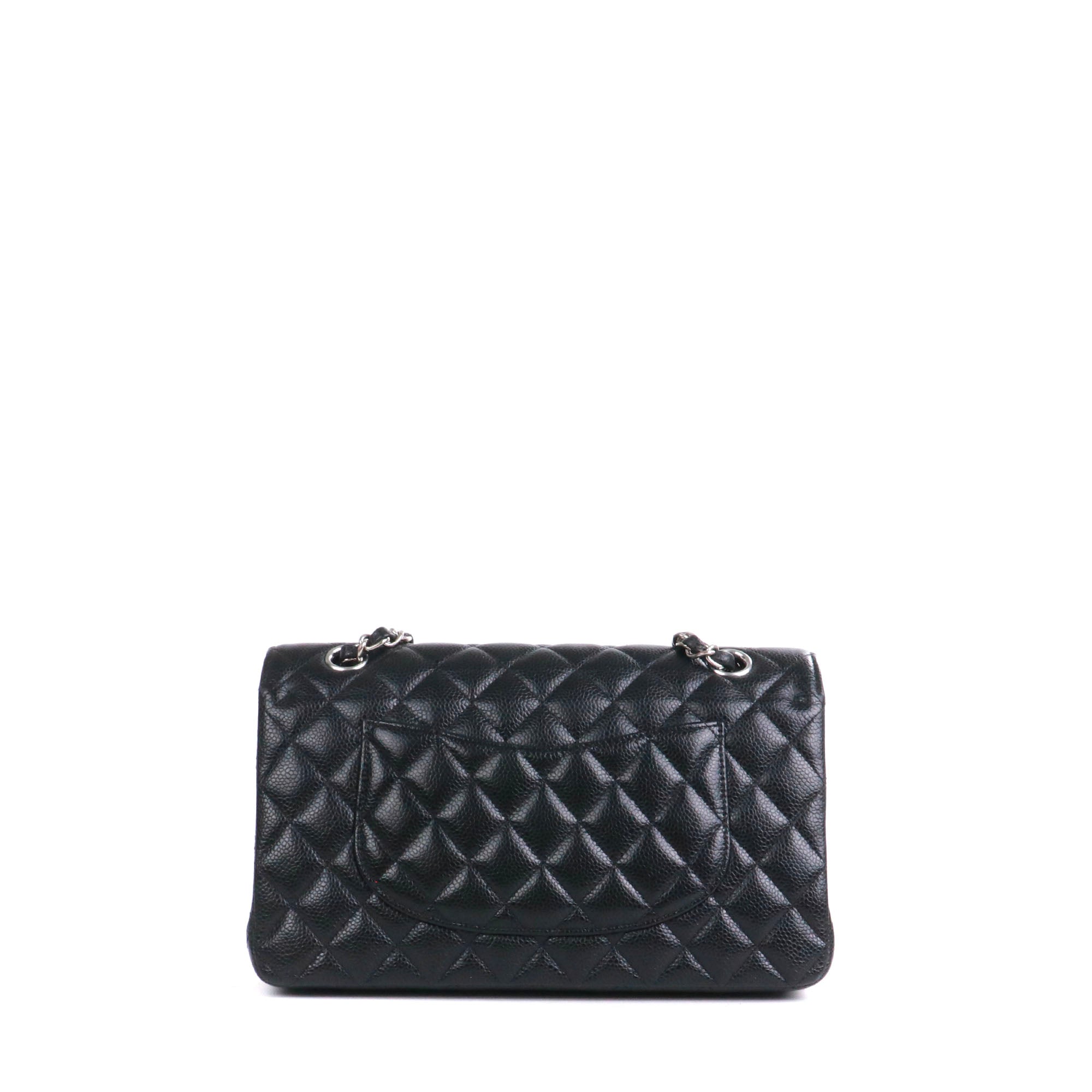 CHANEL - Sac à main Timeless/Classique Chanel medium double flap Chanel en cuir caviar noir