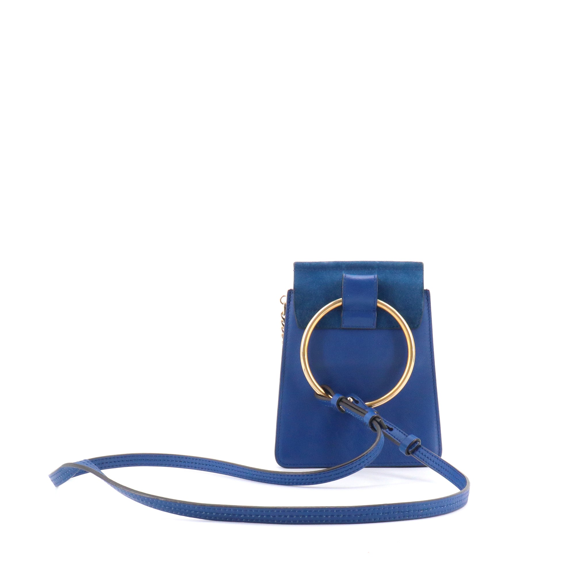 CHLOÉ - Sac à bandoulière Faye small Chloe en cuir et daim bleu