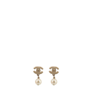 CHANEL - CC Chanel hoop earrings with champagne-colored rhinestones
