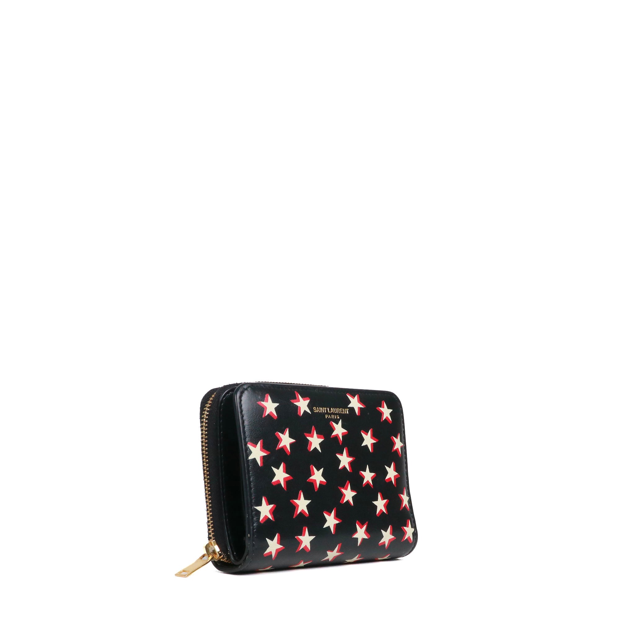 SAINT LAURENT - Portefeuille Etoile Saint Laurent en cuir noir