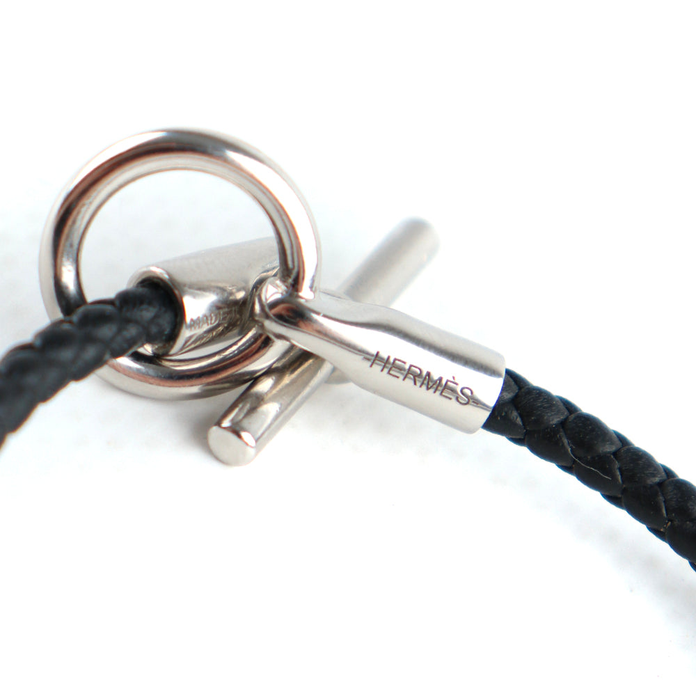 HERMÈS - Bracelet Glénan en cuir swift noir