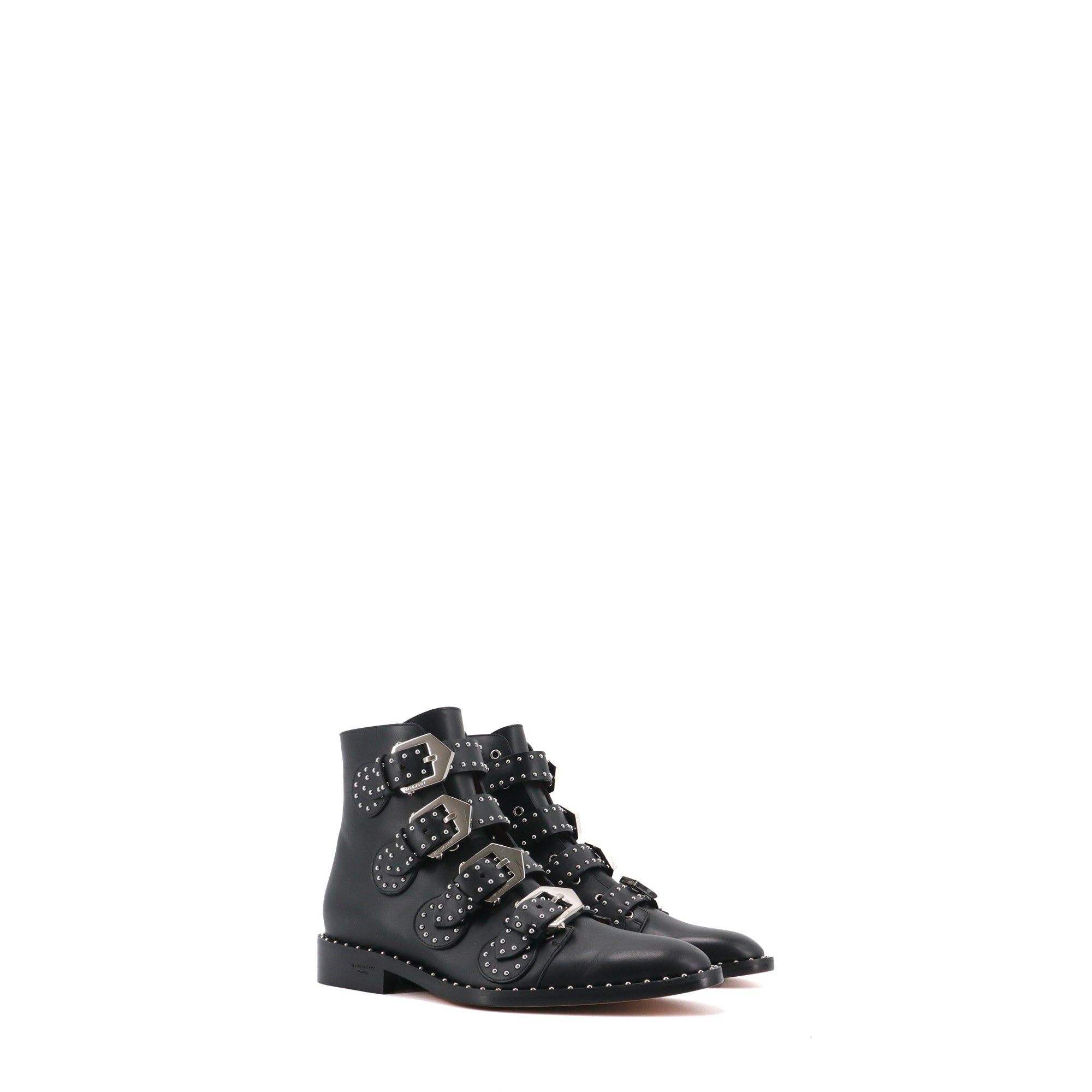 GIVENCHY - Bottines à boucles ornées de clous Givenchy en cuir noir (T37)