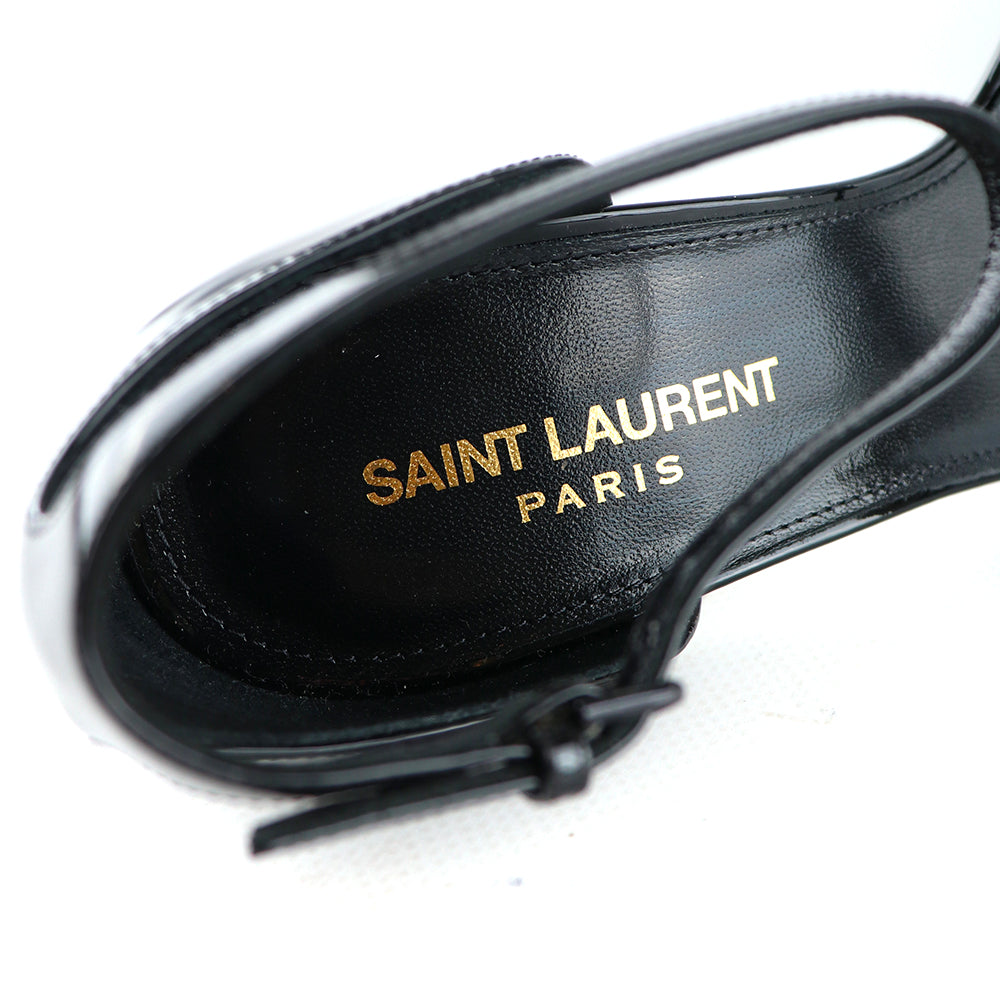 SAINT LAURENT - Sandales Opyum en cuir noir (T38,5)