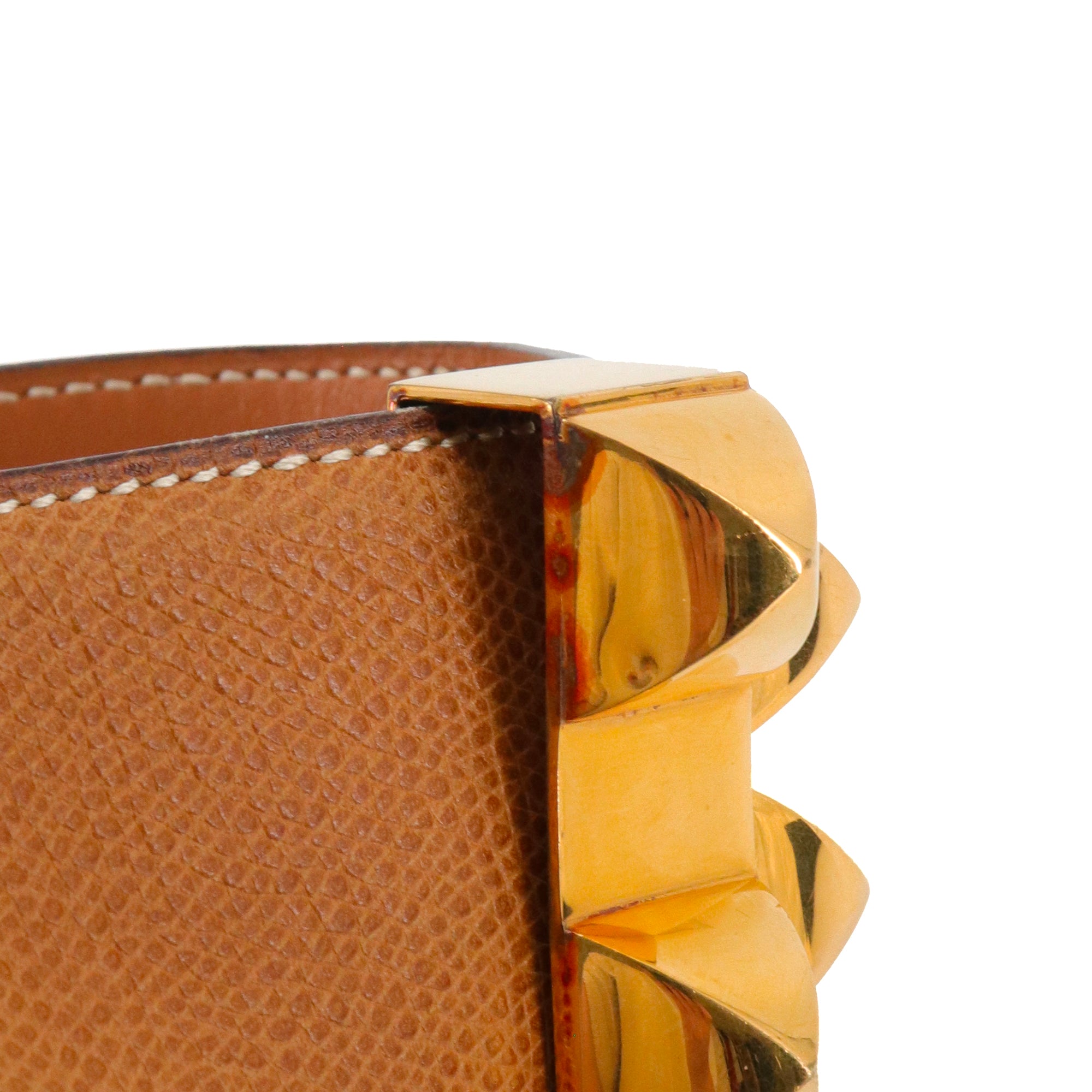 HERMÈS - Collier de Chien belt in gold leather (T70)