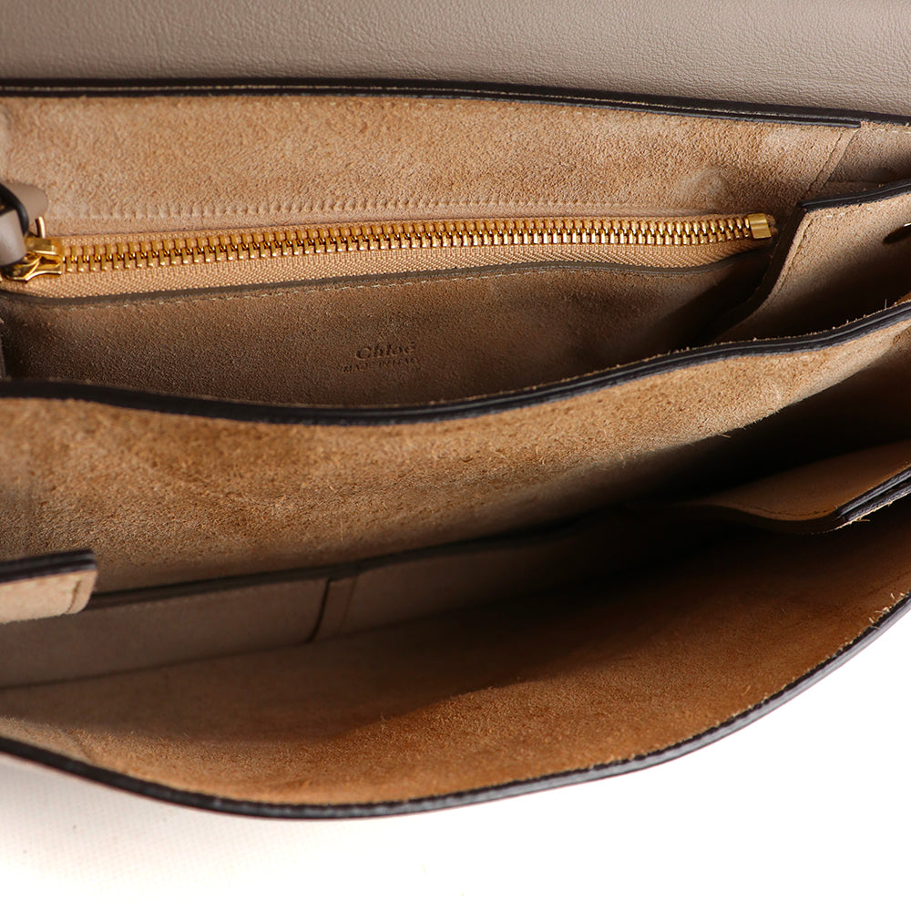 CHLOÉ - Faye large shoulder bag in taupe leather and suede
