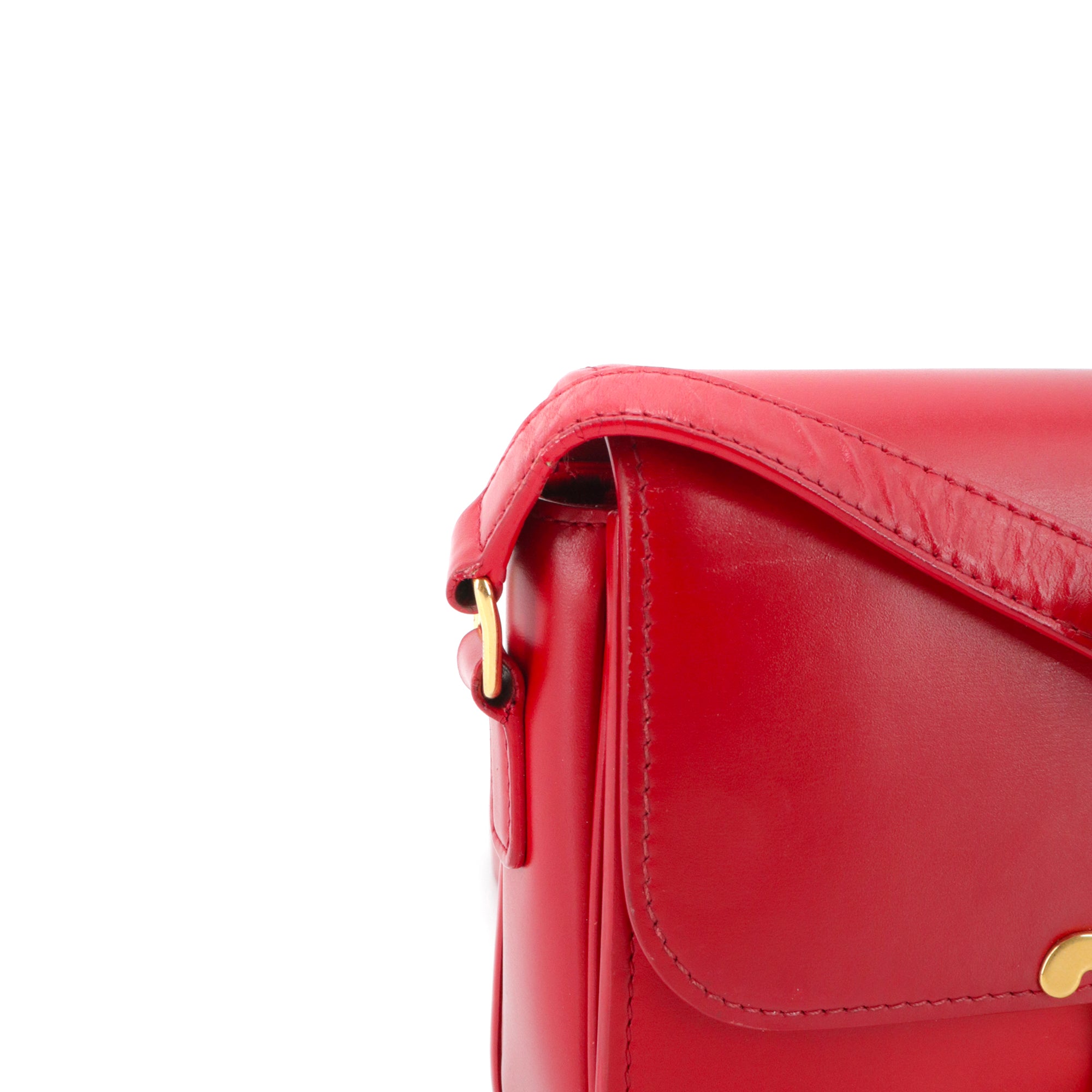 CELINE - Sac à bandoulière Triomphe teen Celine en cuir box rouge