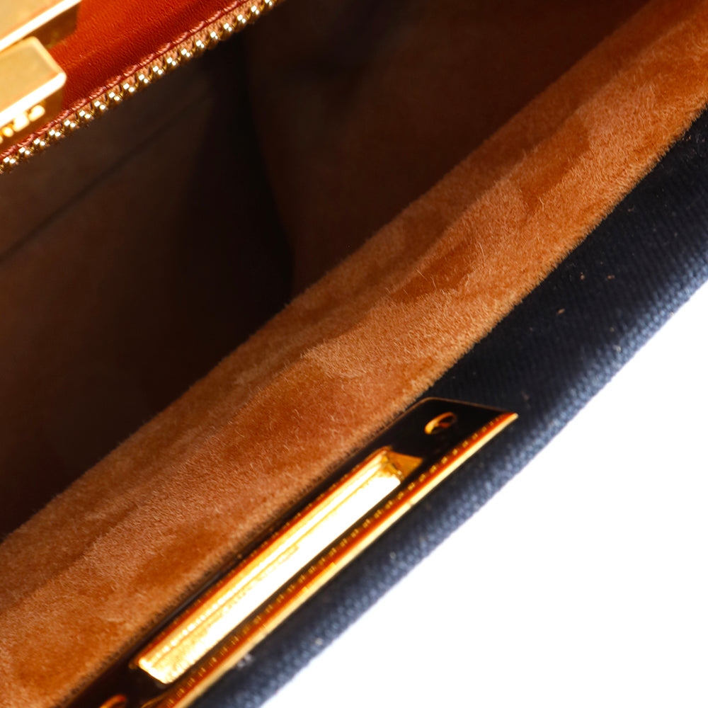 FENDI - Large model Peekaboo handbag in black canvas and leather