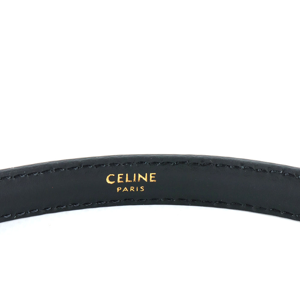 CELINE - Ceinture Triomphe teen en cuir noir (T80)